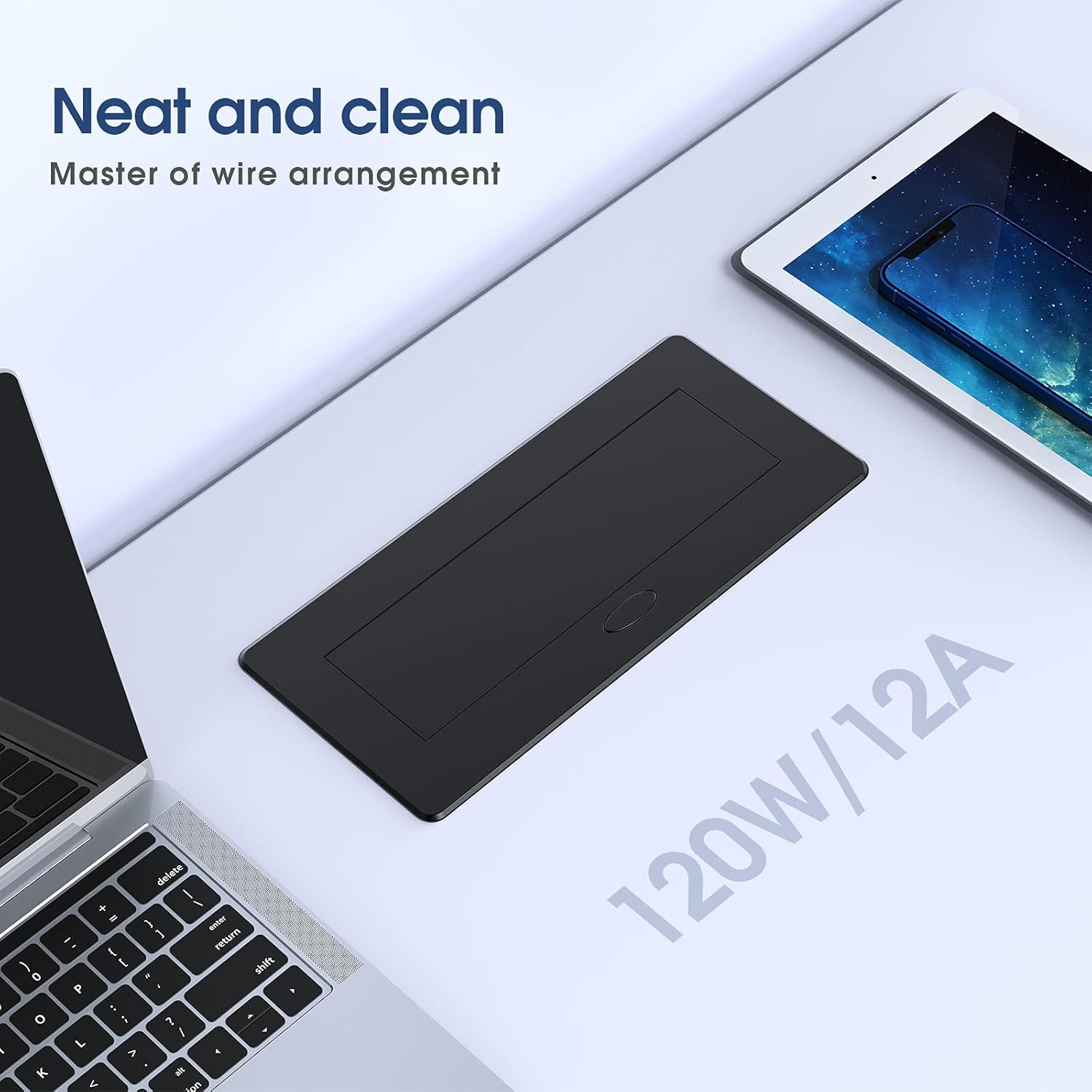 KYHSHJ Connection Box Desktop Pop Up Outlet with 3 * 15A Receptacle，2.1A 1 USB-A Ports &1 USB-C Port，Corrosive Resistant Hardware,Black