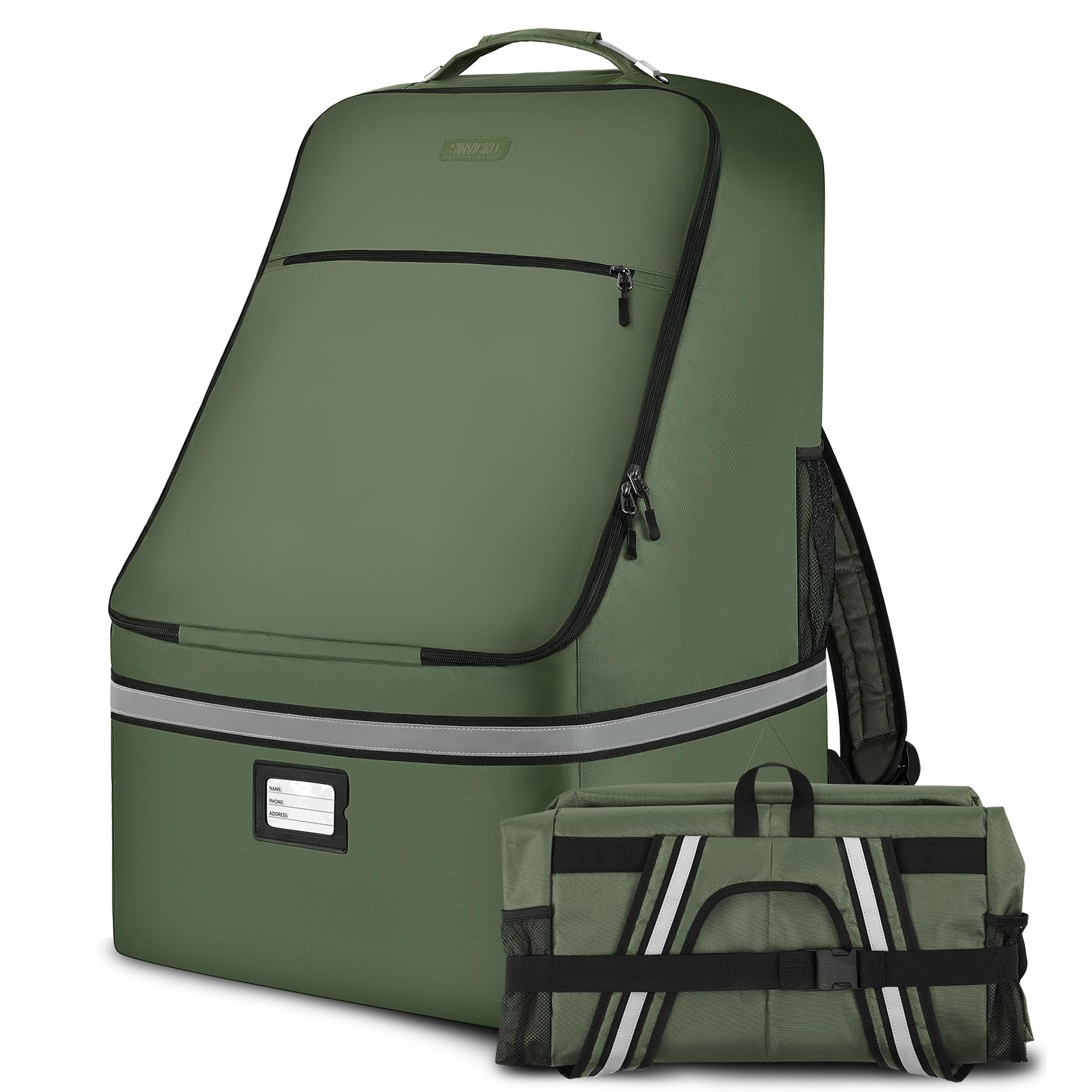 SINVICKO Sac de voyage rembourré pour siège de voiture - Grand sac de contrôle pour portail d'aéroport - Vert - 45,7 x 45,7 x 71,1 cm