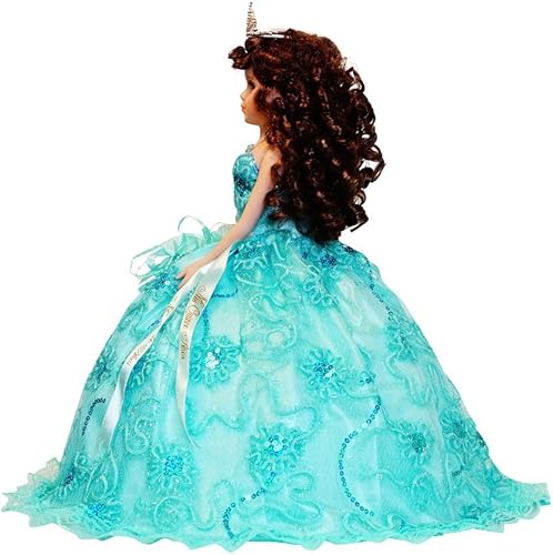 Miniatura 4 de 18" quinceañera paraguas de porcelana muñeca (Cuadro Centerpiece)  Aqua  kk1872523