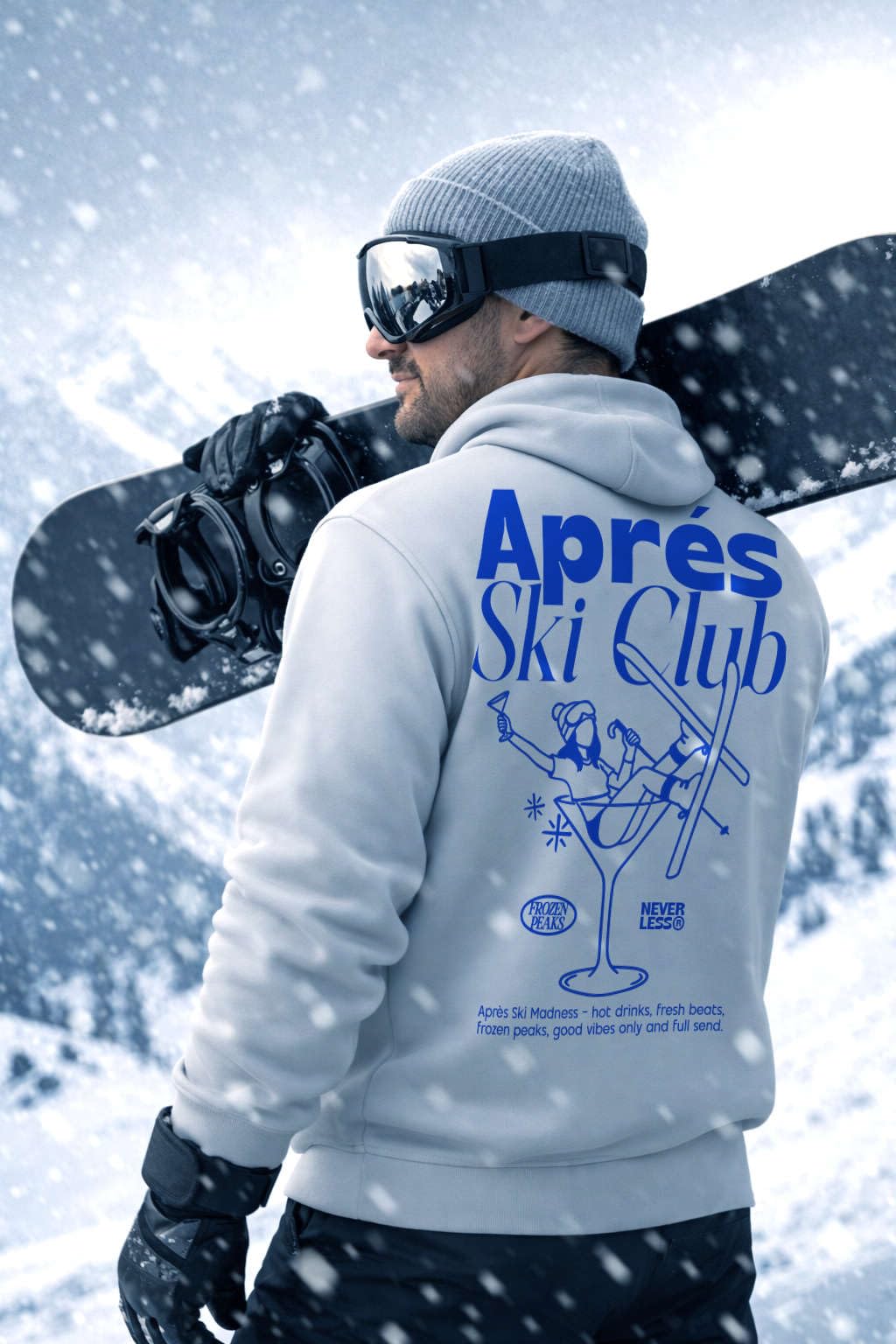 Neverless® Herren Hoodie Backprint Après Ski Club Rückenaufdruck Kapuzen-Pullover Männer Fashion Streetstyle