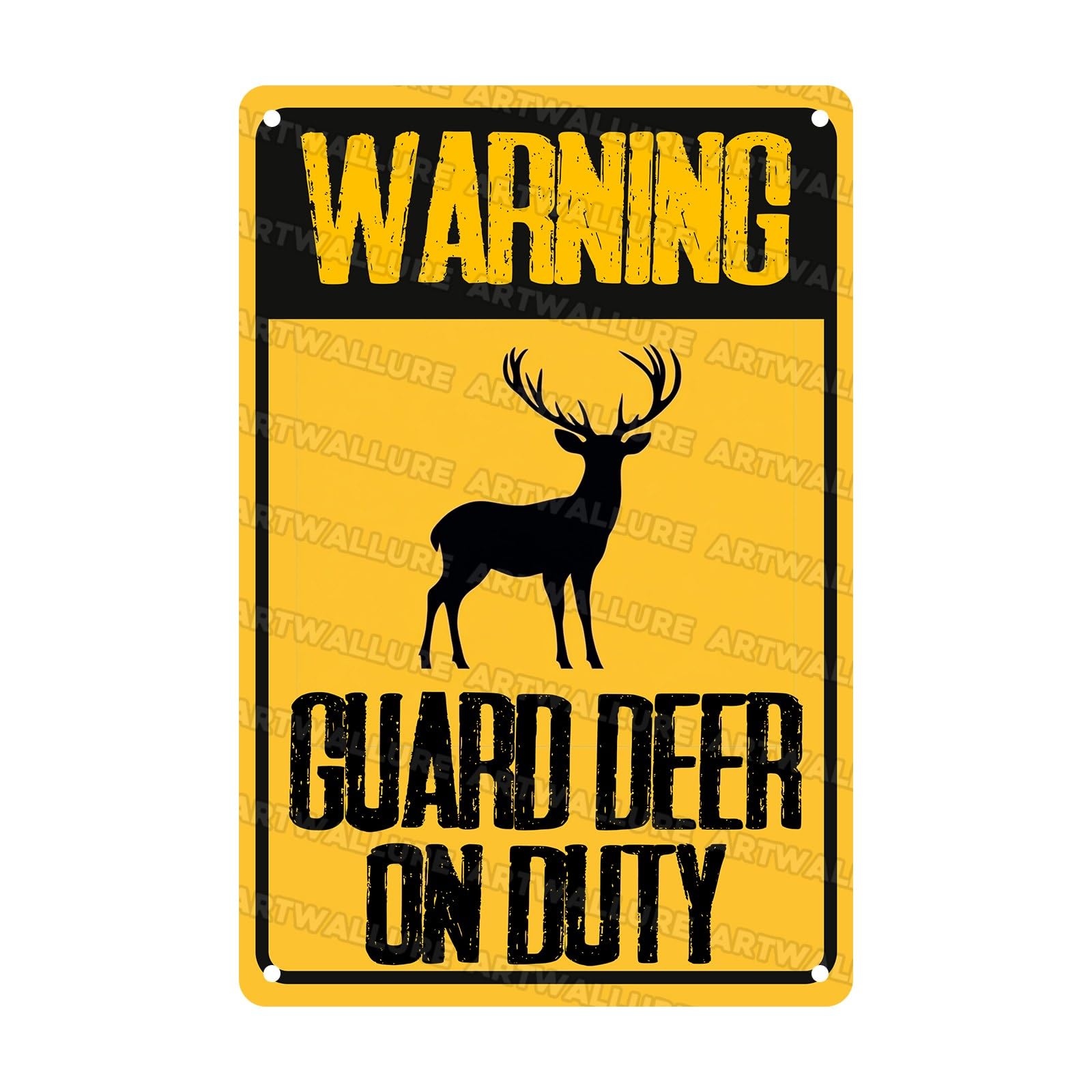 Deer Vintage Sign Warning Guard Deer on Duty Metal Sign for Home Bedrooms Kitchen Bars Pubs Garages Gardens Patios Porches 8x12Inch