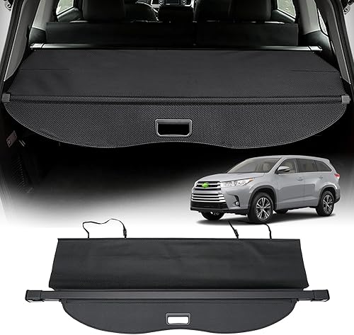 Powerty Cubierta de carga para Toyota Highlander 2014-2018 2019, cubierta de maletero retráctil, cubierta de blindaje de maletero, cubierta de