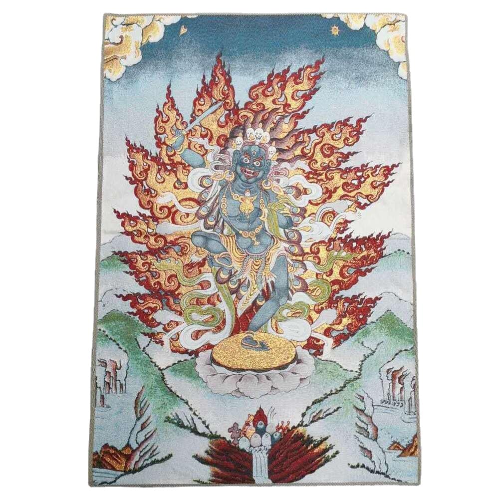 Thangka Silk Embroidery Tibetan Buddhism Tapestry Rulai Vajradhara Vajrabhairava Tangka Fengshui Mural Wall Hanging for Home Decor Tapestry Meditation