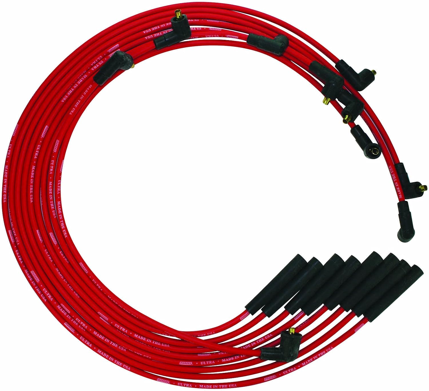 Moroso 52061 Ultra Series Red Spark Plug Wires, Mopar Chrysler 361/383/400/440, Straight Plug Ends, Non HEI Distributor