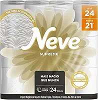 Neve Papel Higiênico Supreme Folha Tripla, 20m, Leve 24 Pague 21 Rolos