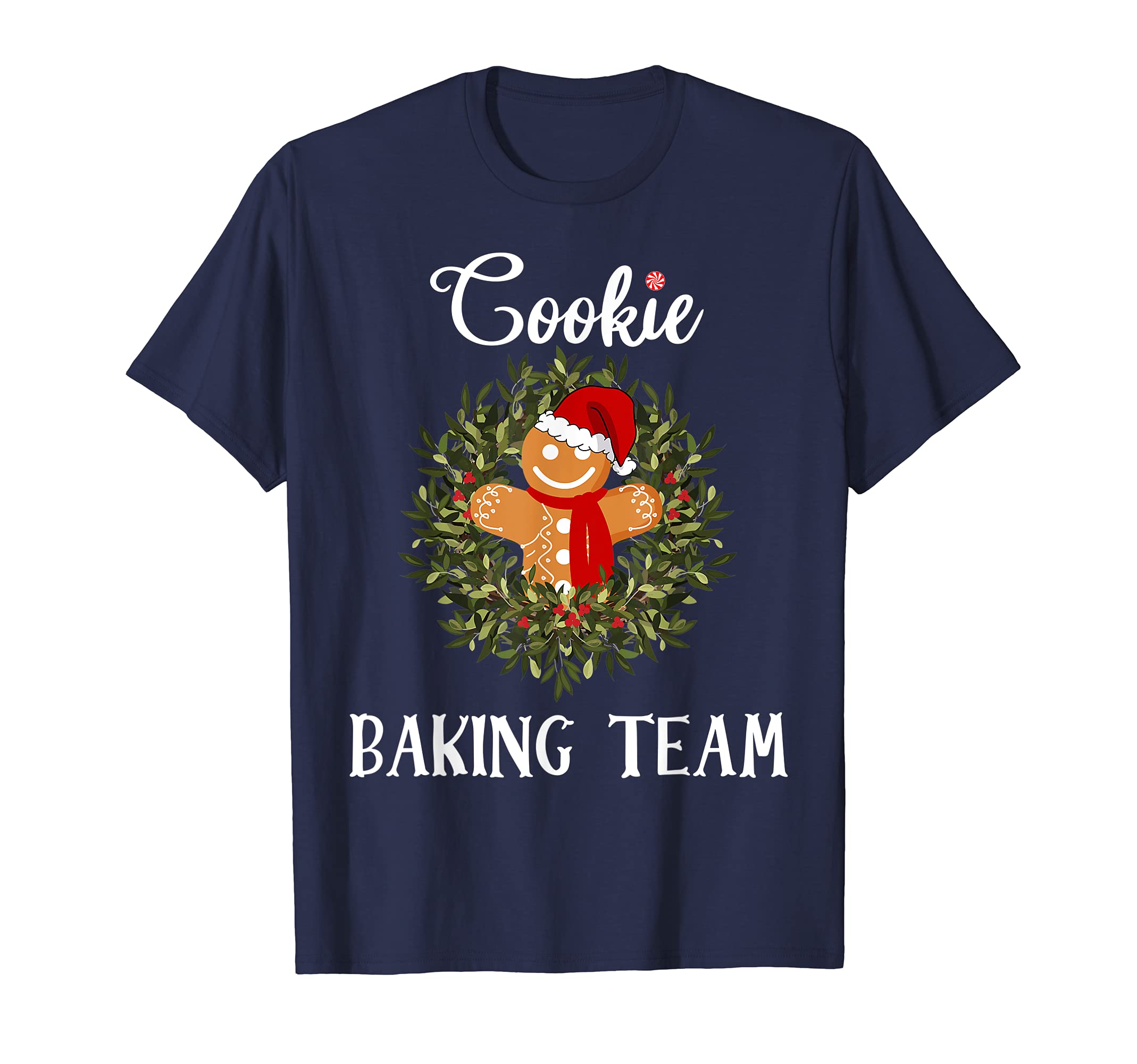 Funny Santa Gingerbread Cookie Baking Team Xmas Cookie Lover T-Shirt, Blue