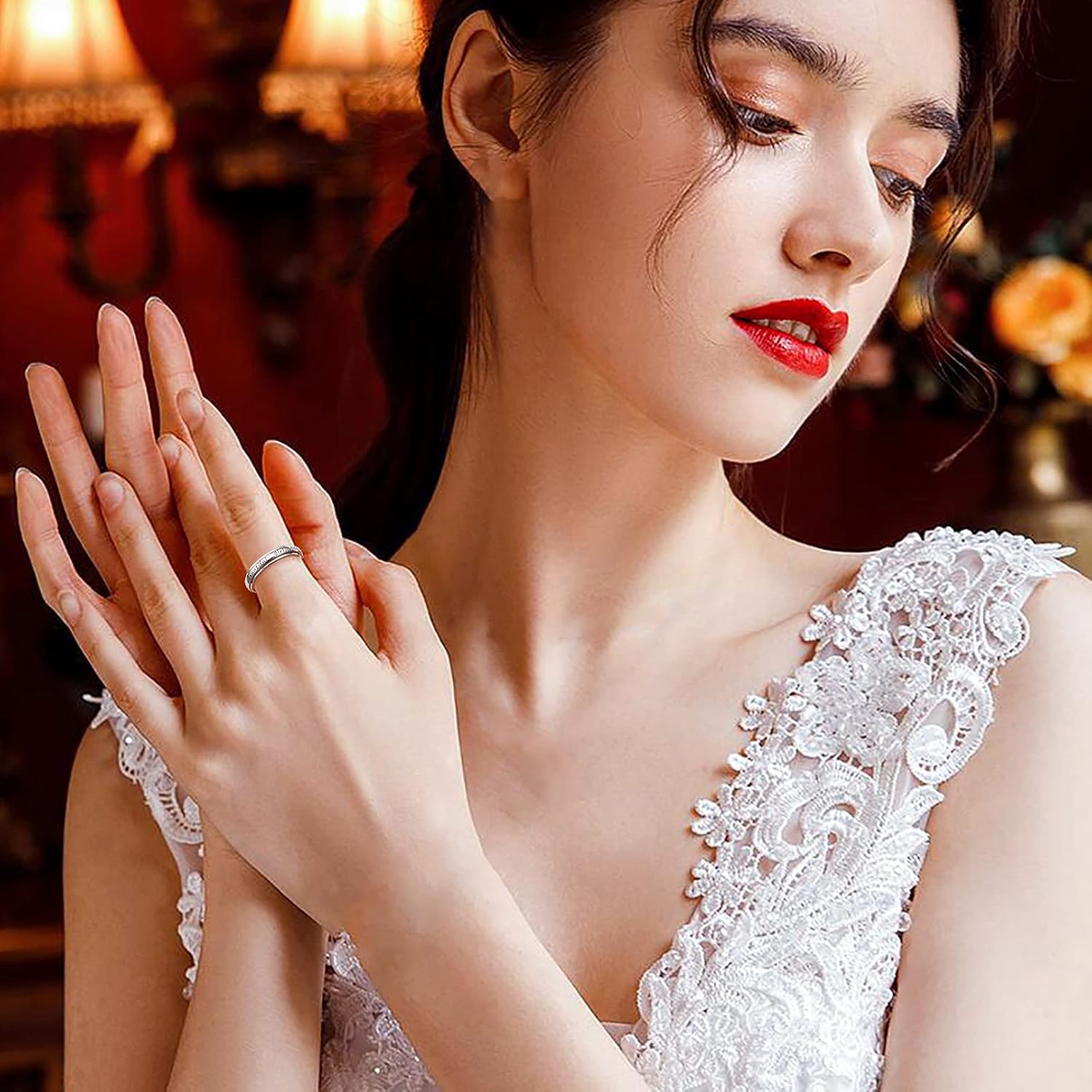 S925 Sterling Silver Spinner Fidget Rings for Anxiety Worry Relieving Boredom ADHD Autism Band for Women Teens - Image 2