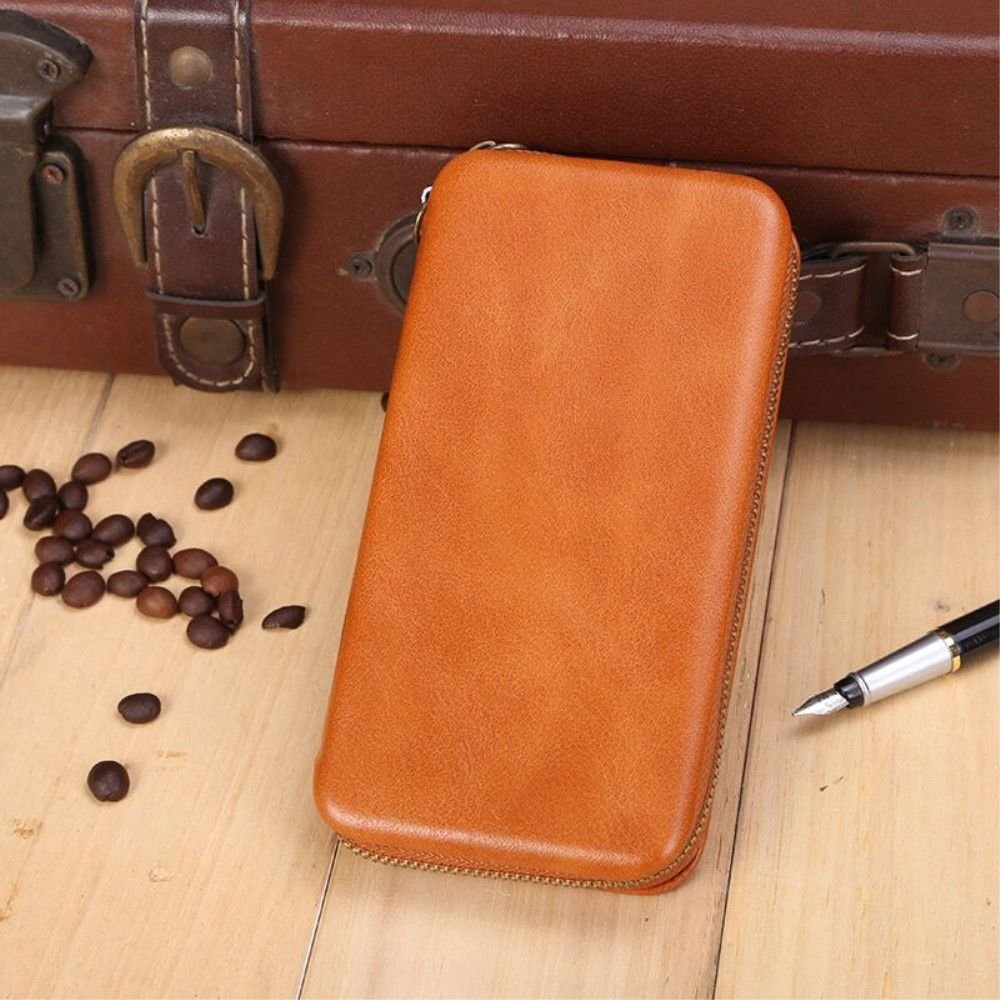 Executive Wallet Case with Magnetic Fixation And Zipper Closure Compatibile con Nokia Lumia 810 - Brown