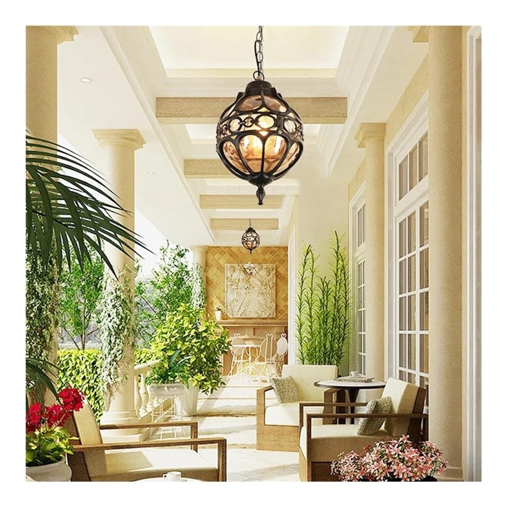 Żyrandole Żyrandol ogrodowy w stylu retro z ramą z winorośli na balkon i do restauracji(Black,87cm)