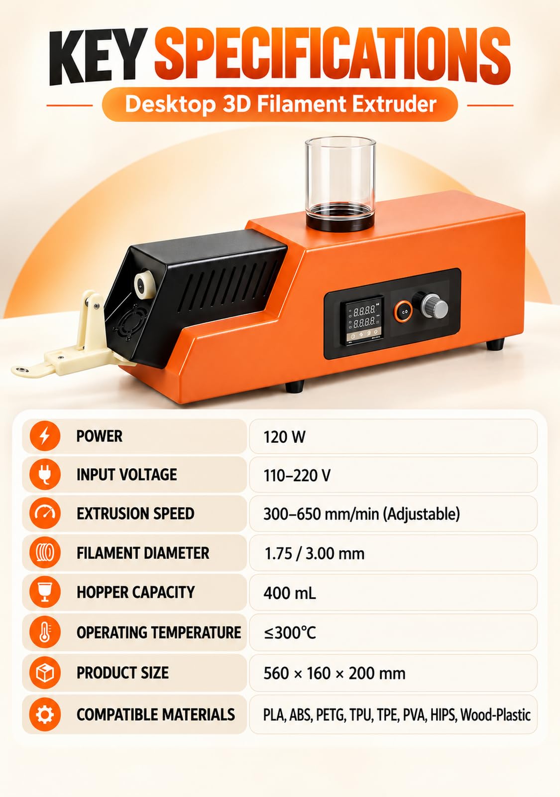 Machine de Recyclage de Filament 3D & Bobineuse, Démarre avec 40g Extruder