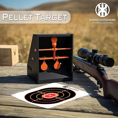 Miniatura 7 de KNINE OUTDOORS Trampa de pellets con 20 objetivos de papel de diana de 7 x 9 pulgadas y objetivos de disparo giratorio para rifle de pistola de aire