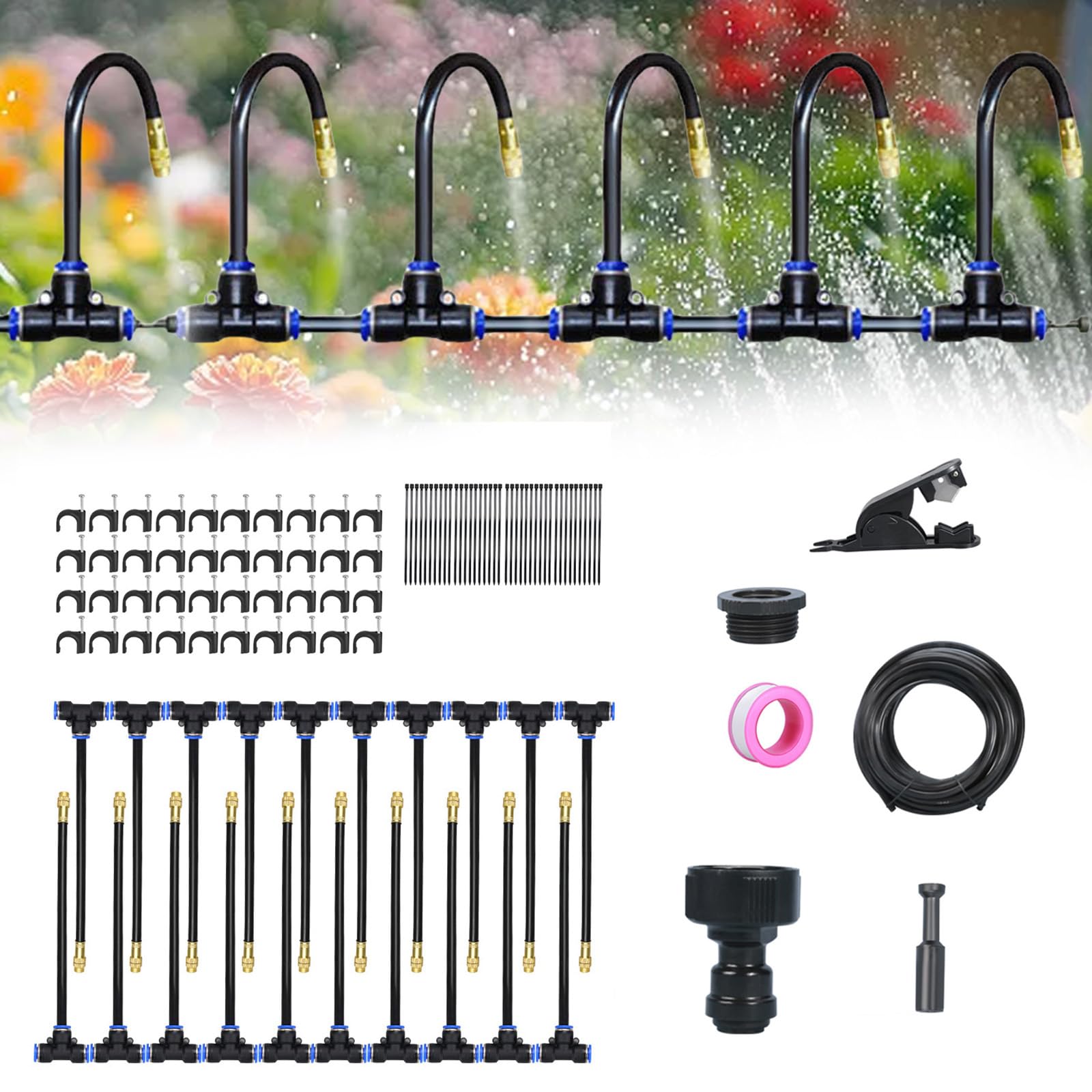 Sistema di irrigazione automatico da giardino con ugello curvo a 360°, regolabile e pieghevole, per prati e serre
