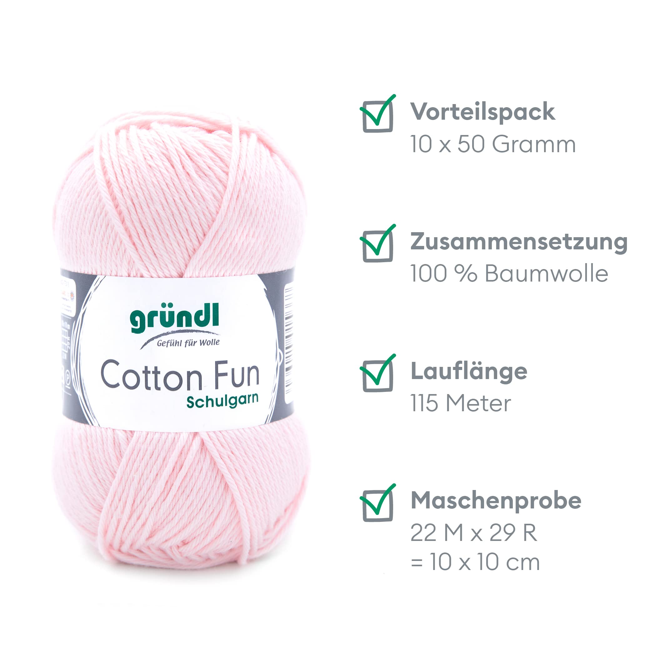 Gründl Cotton Fun Knitting Yarn/Crochet Yarn (Soft Yarn Made from 100% Cotton, Oeko-Tex Certified, 50g/115m, Needle Size: 3-4 - Image 2