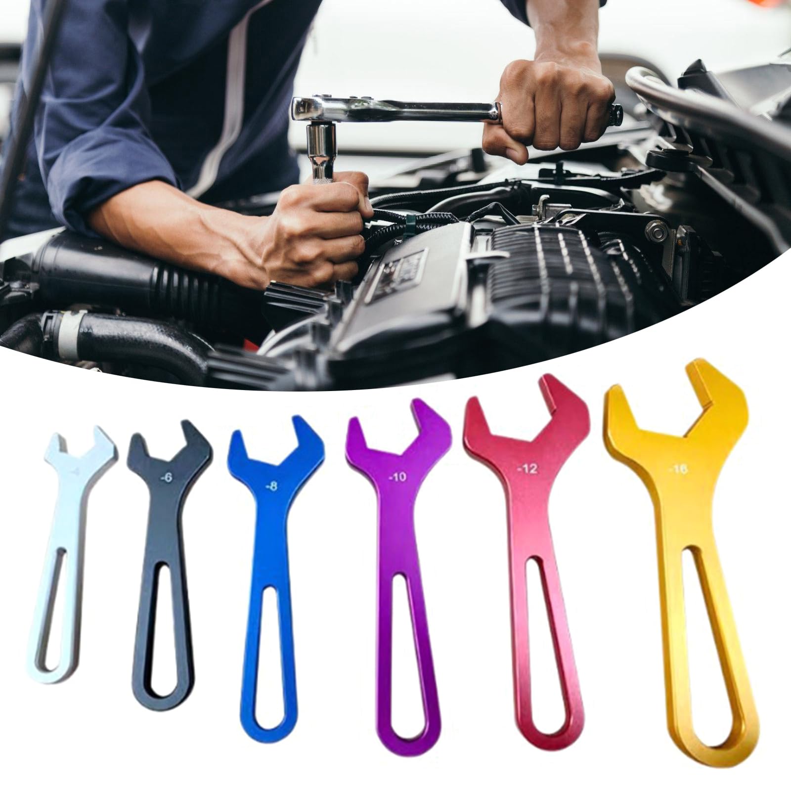 6 chiavi in alluminio resistenti e chiavi per raccordi per tubi, adatte per riparazione di camion e manutenzione rapida dell'auto