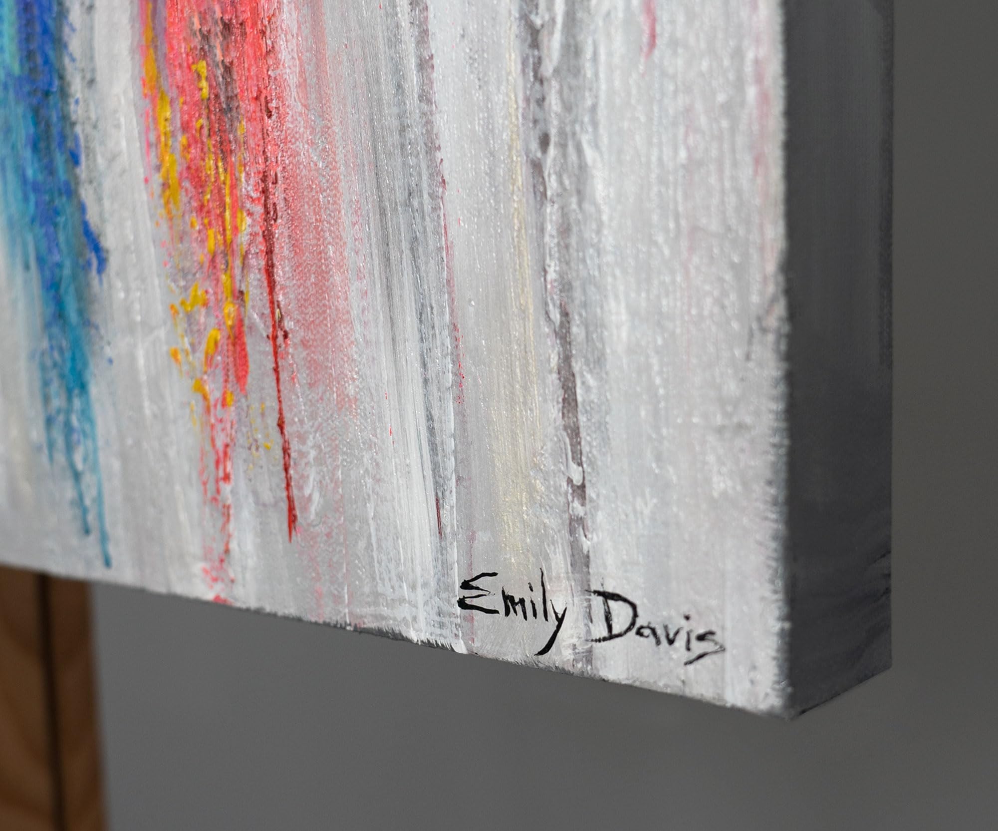 Abstrakte Acryl Gemälde auf Leinwand handgemalt Wandbild 115x50 cm farbenfroh modern Wohndekor