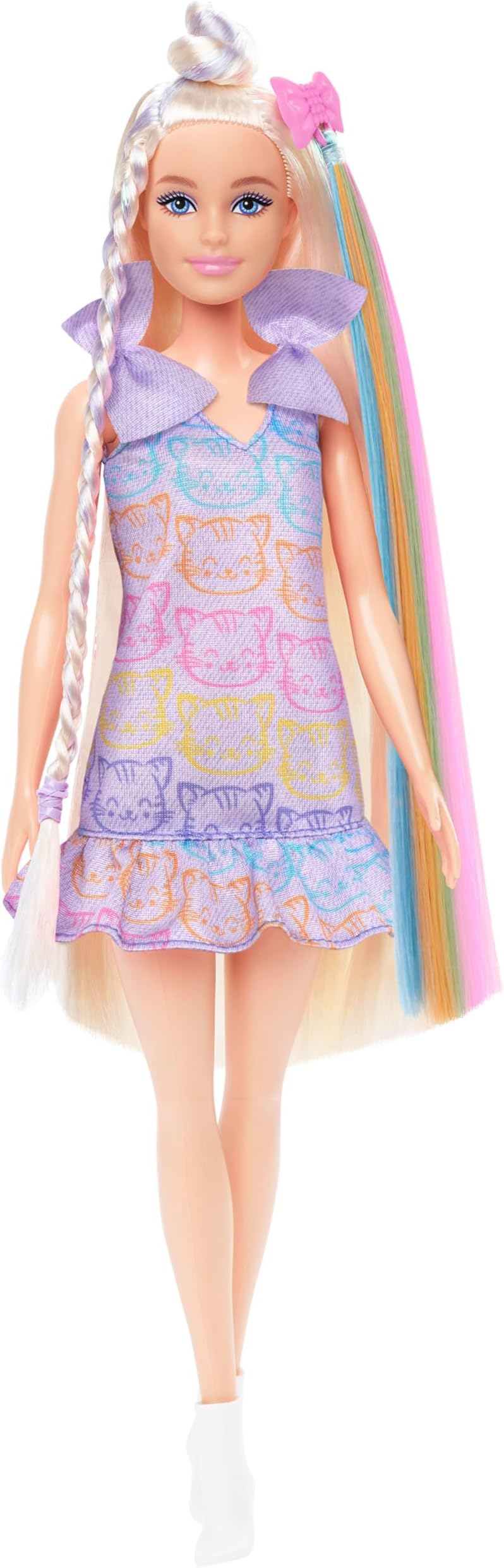 โBarbie Fun & Fancy Doll & Accessories, Blonde Fashion Doll | with Extra-Long Hair & 2 Looks, Including Silver Metallic Dress & Hair Extension, JCT72