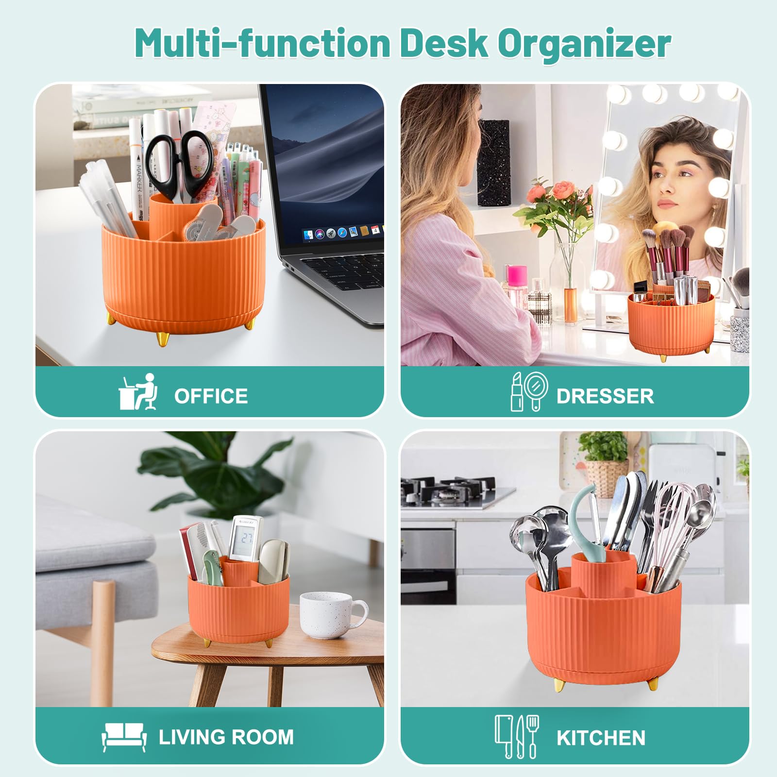 Lenfuos Rotating Pen Pencil Holder Desk Organiser - Image 2