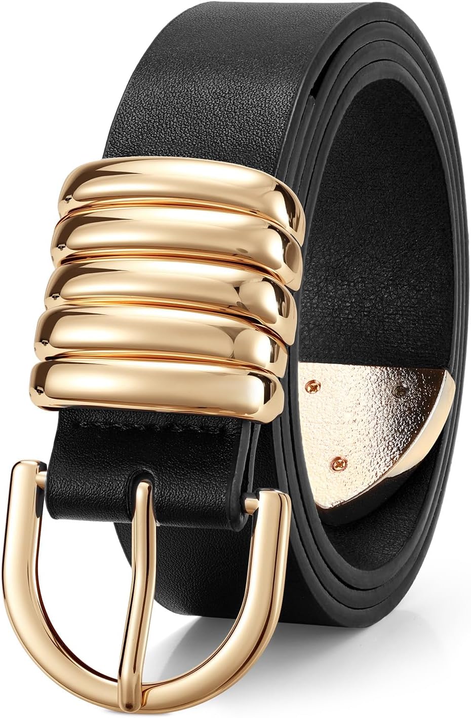 JASGOOD Women’s PU Leather Belt for Jeans Pants Dress Fashion Ladies Waist Belt with Gold Buckle