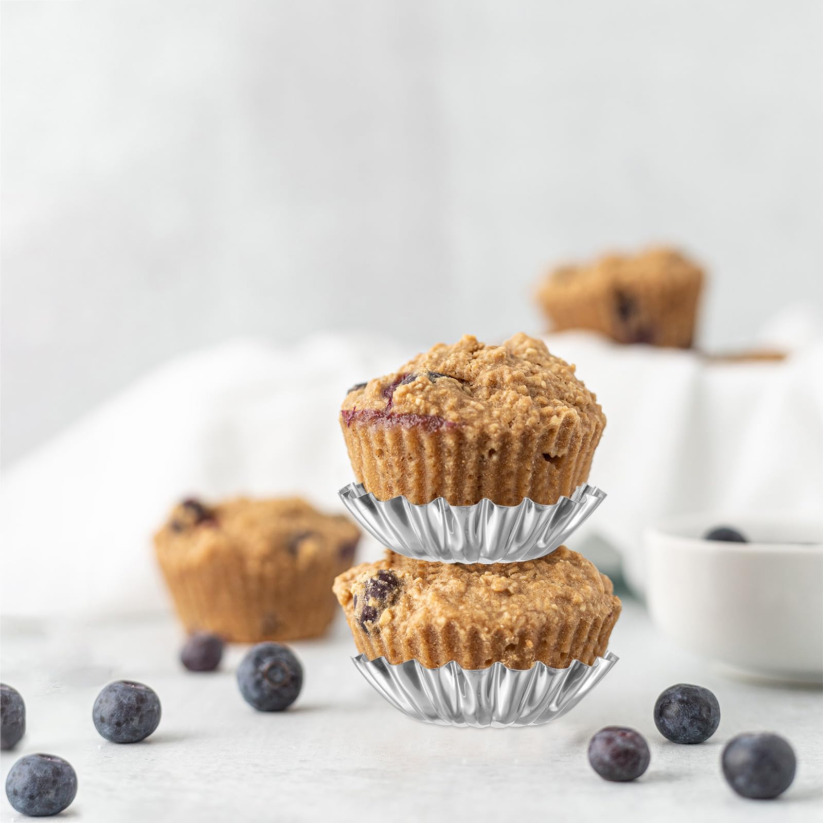 LABRIMP 50piezas Moldes De Acero Inoxidable Para Tartaletas De Huevo Reutilizables Creativos Para Hornear Tartas De Huevo Pudín y Muffins Casa