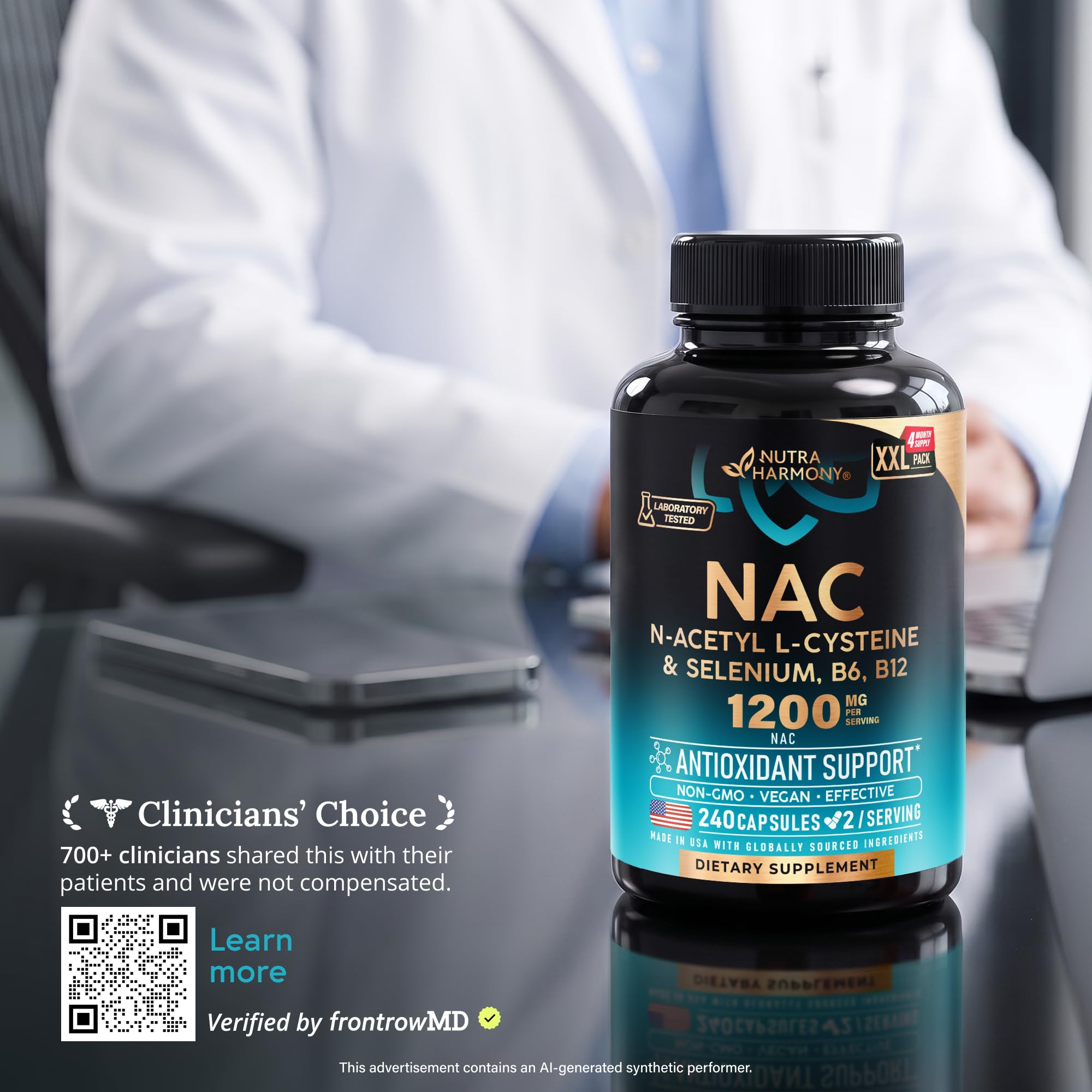 NAC Supplement with Selenium, B6 & B12 - NAC 1200 mg - Lab Tested, 240 Caps — Amazon image 5