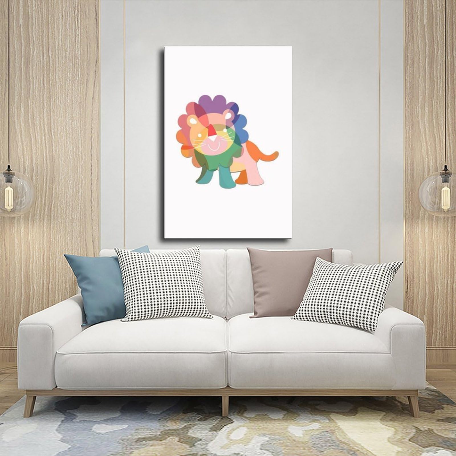 Ballon-Löwen-Farbdruck, Leinwand-Poster, Schlafzimmer, Dekoration, Landschaft, Büro, Raumdekoration, Geschenk, 61 cm L x 91,4 cm B