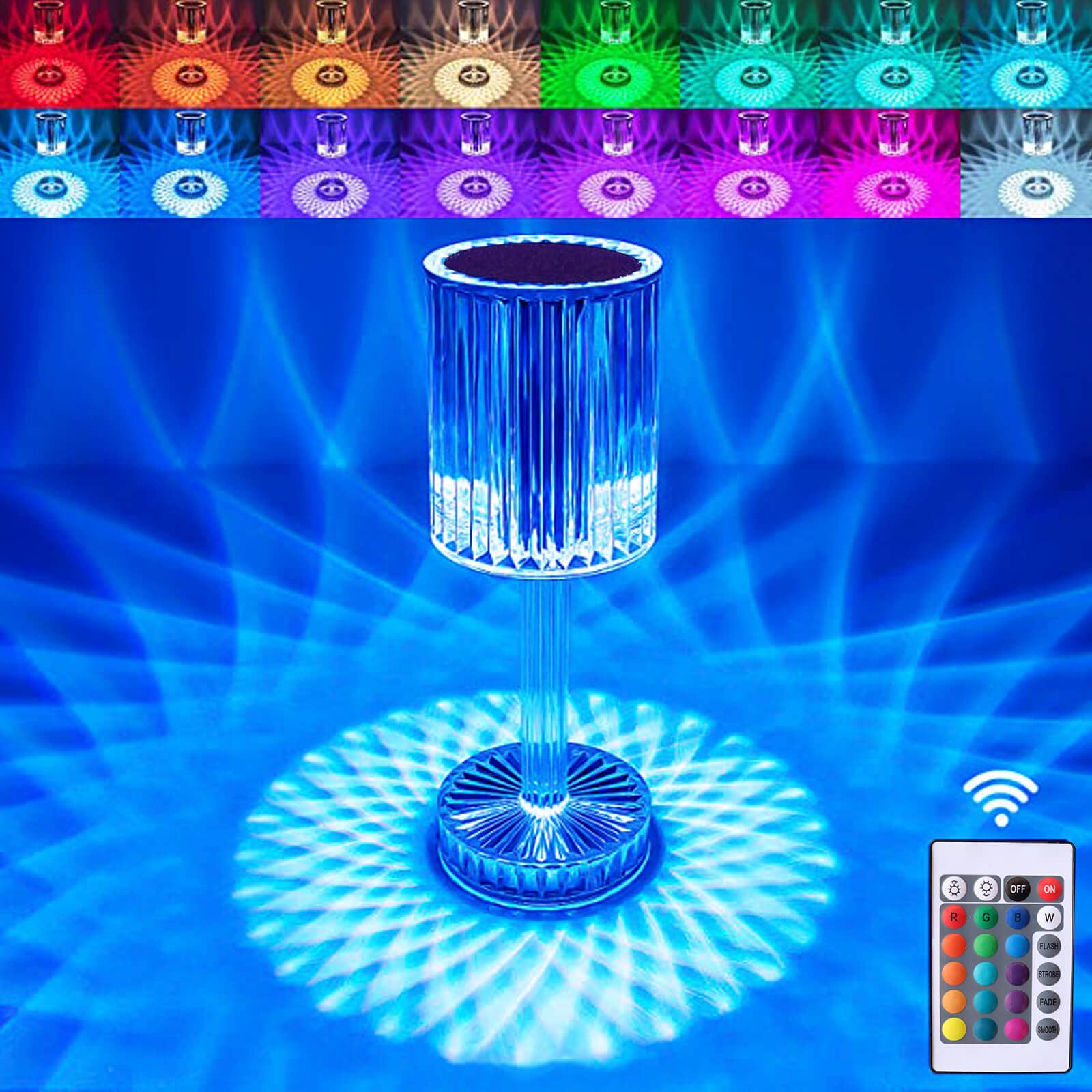 GIMURMCrystal Touch Table Lamp LED Night Light, 16 Colors Rechargeable Line Diamond Table Lamp with Touch Control , USB Table Lamps, Romantic Lighting Decor for Bedroom (line Style)