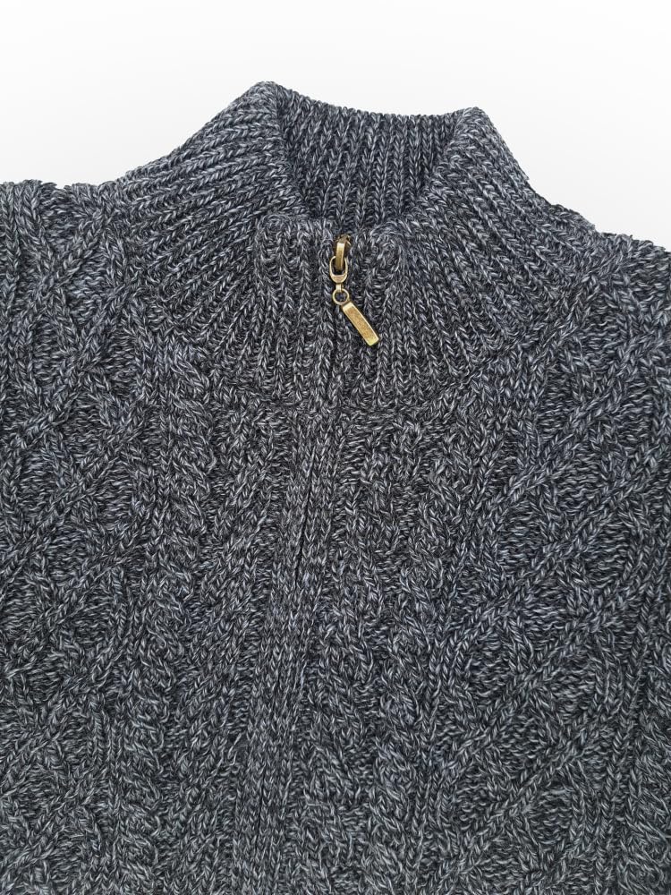 Aran Crafts Herren-Strickjacke mit Reißverschluss, 100 % Merinowolle, hergestellt in Irland