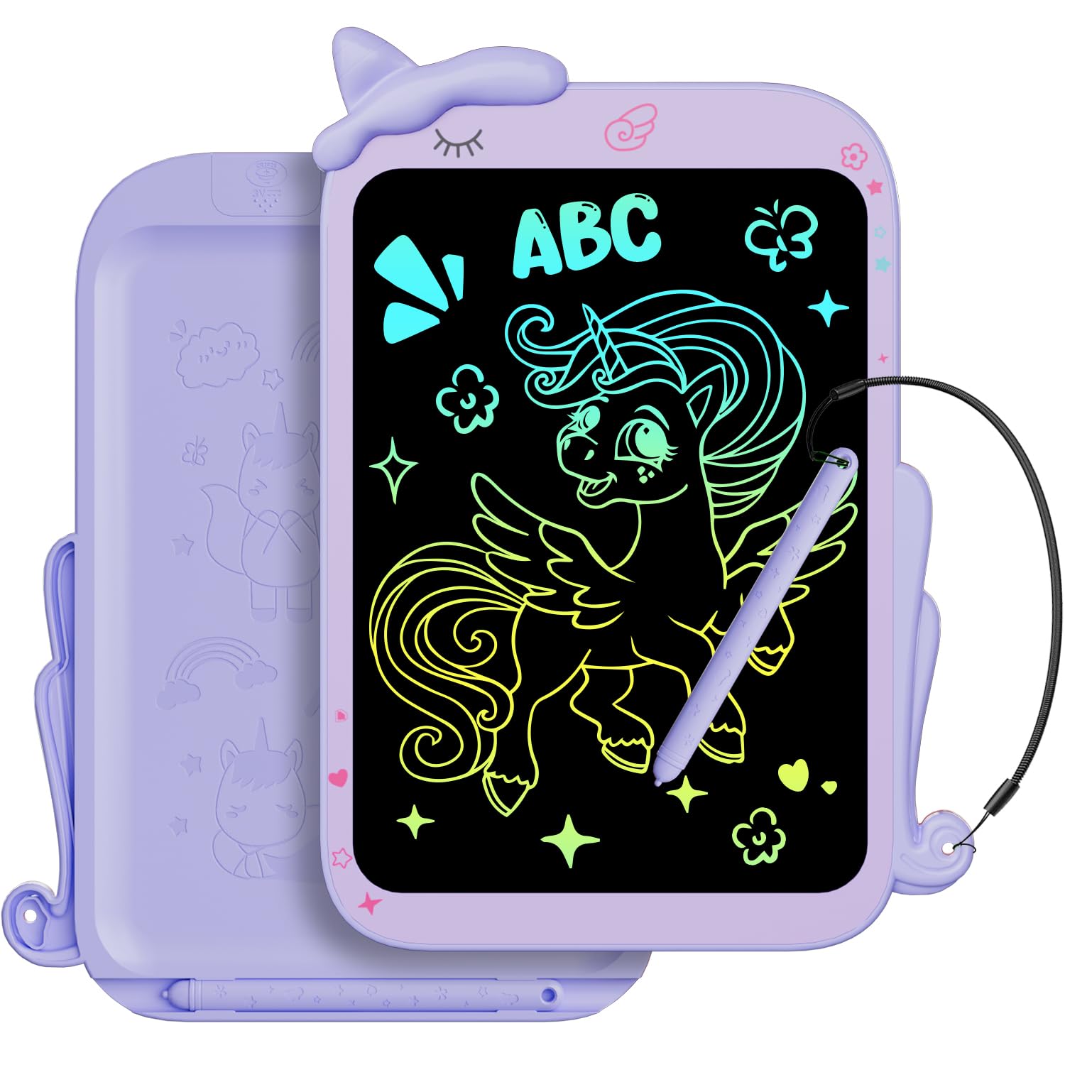 Ardoise Magique LCD 10 Pouces avec Écran Couleur | Cadeau Enfant 3-8 Ans Anti-Lumière Bleue | Ardoise Dessin Réutilisable pour École, Voyage et Anniversaire - 1