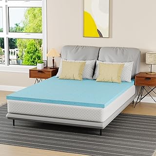 PayLessHere 2 Inch Gel Memory Foam Mattress Topper/Gel Infused Queen Mattress Topper/CertiPUR-US Certified/Easy to Clean,Blue