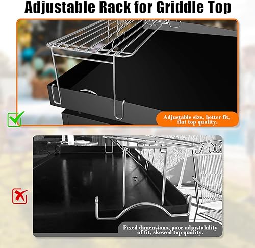 Miniatura 4 de Grisun Rejilla de calentamiento para parrillas Blackstone de 28 y 36 pulgadas, ajustable, accesorio de clip, accesorios de plancha Blackstone,
