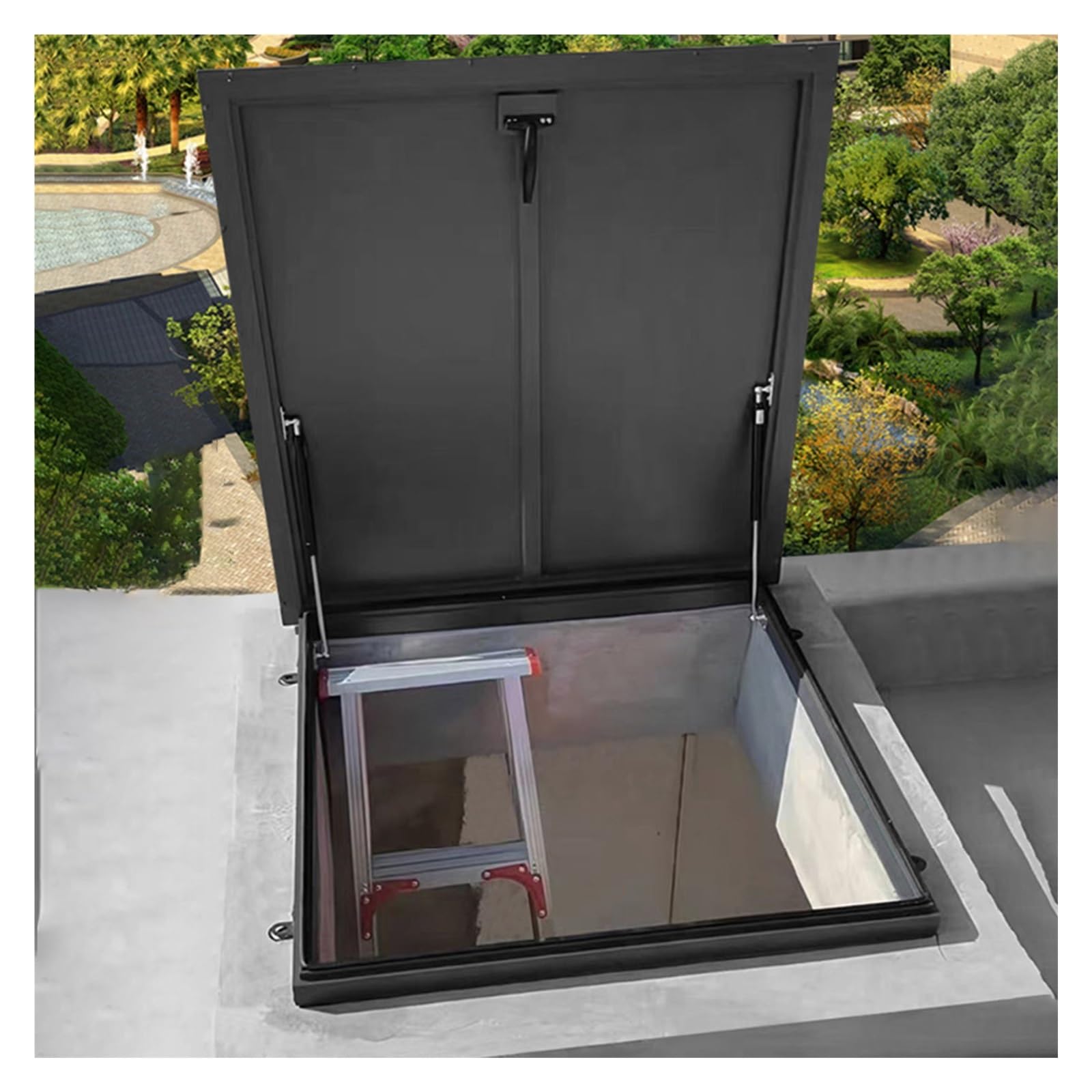 Trappe d'accès au toit personnalisée, porte d'accès à la ventilation d'urgence, trappe de toit ventilée grise (70 x 75 cm) – Durable, installation facile, idéale pour les greniers et les toits