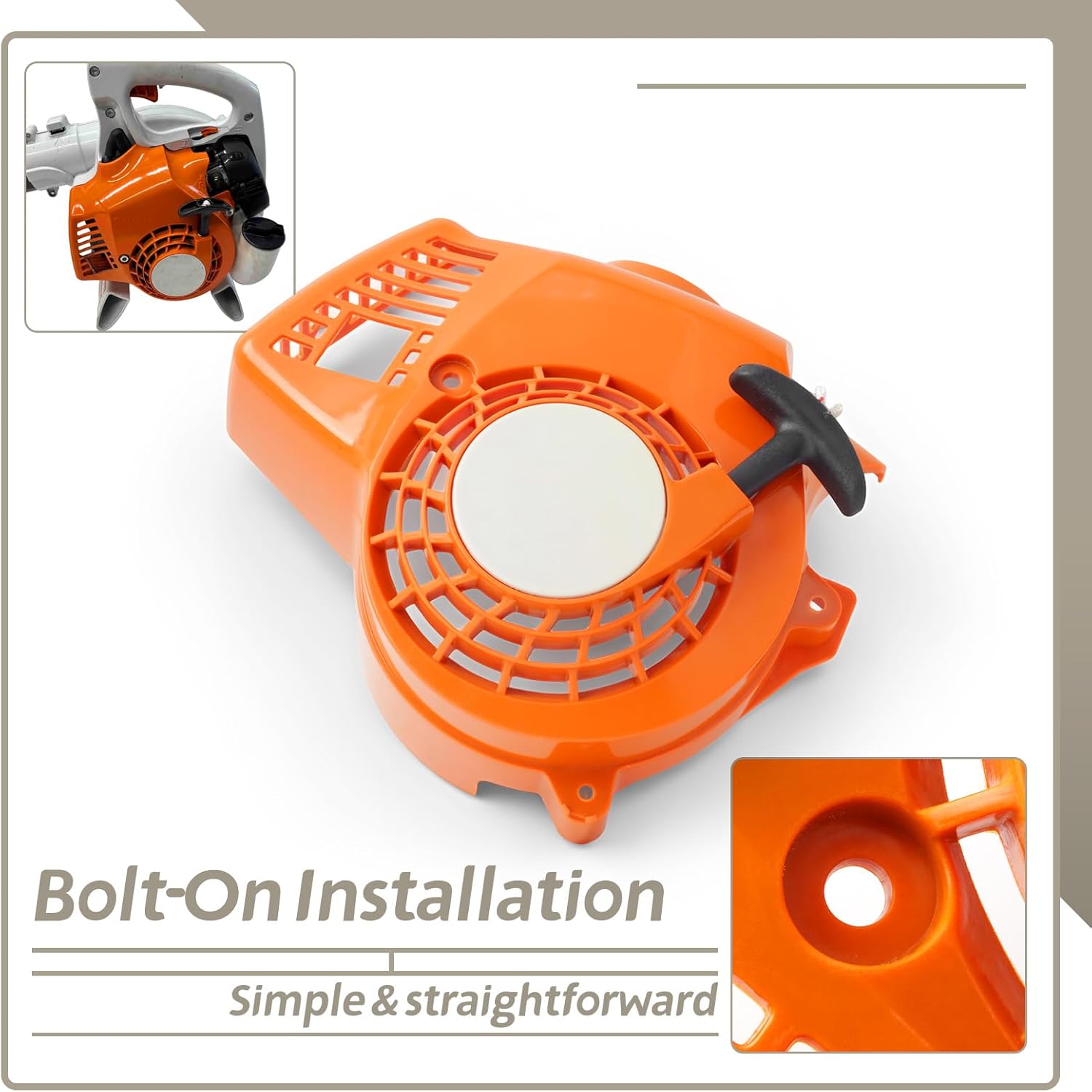 4229 080 2107 Recoil Pull Start Compatible with Stihl Bg50 BG50 Leaf Blower, Recoil Starter Part Red Automatic Pull Cord Return