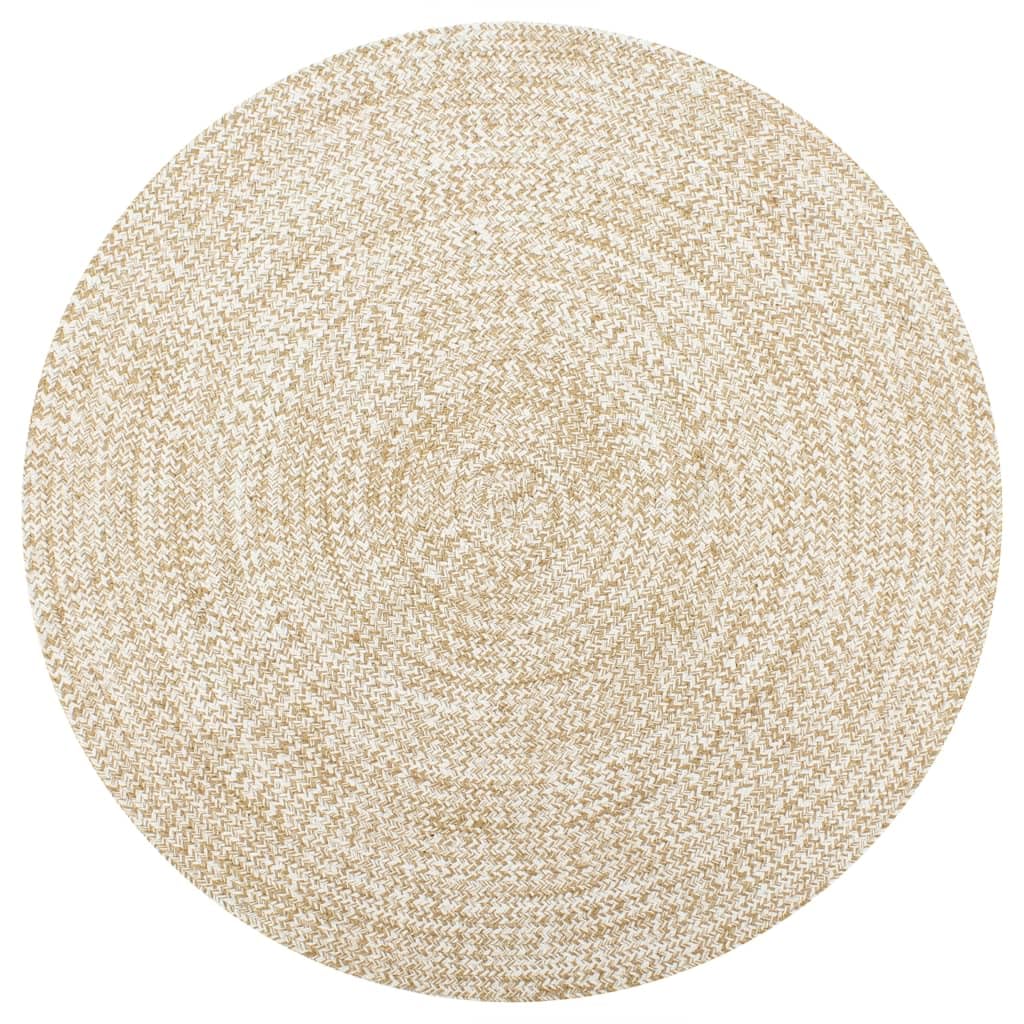 Tapis en jute tissé à la main en jute et coton naturel 90 cm - Tapis tressé pour votre intérieur, doux et durable