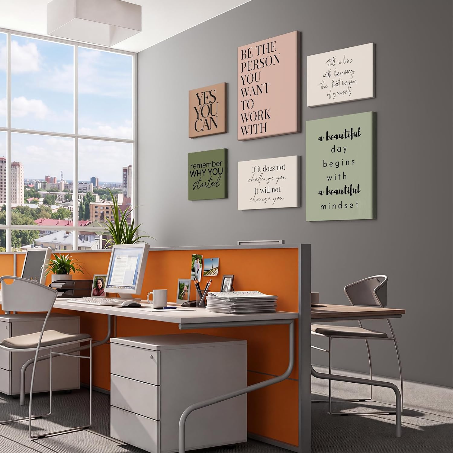 HAWONE Motivational Office Wall Art Set of 6 Inspirational Quote Print Poster Neutral Green Blush Wall Decor for Bulletin Board Break Room Workplace Home Office Gift for Team Leader Boss image 5