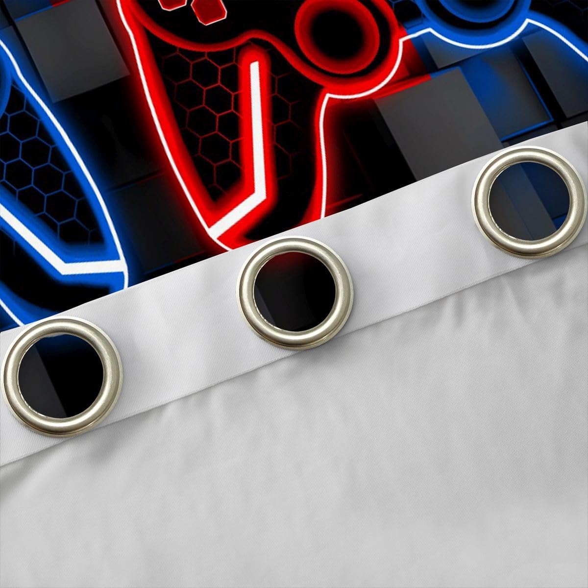Feelyou Gamer Curtains for Bedroom Living Room Kids Boys Game Controller Blackout Curtains Gaming Gifts Darkening Drapes (2 Panels, 38 x 54 Inch) Decor Gaming Red Blue Black Window Treatments