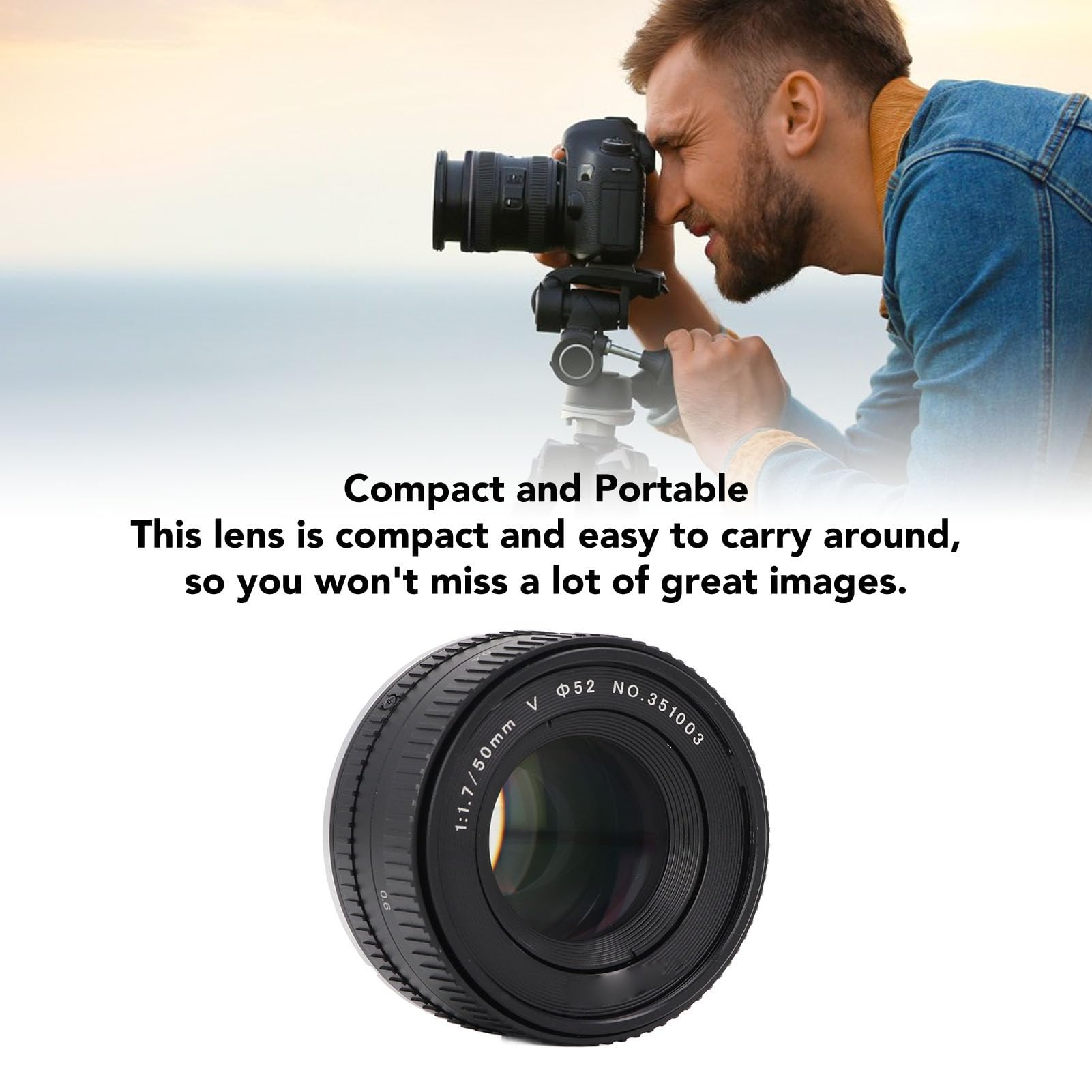 Obiettivo da 50 Mm F1.7 con Apertura Ampia e Messa a Fuoco Fissa Manuale, Obiettivo da Ritratto Full Frame per Fotocamera Mirrorless DSLR con Attacco F, Obiettivo per Fotocamera