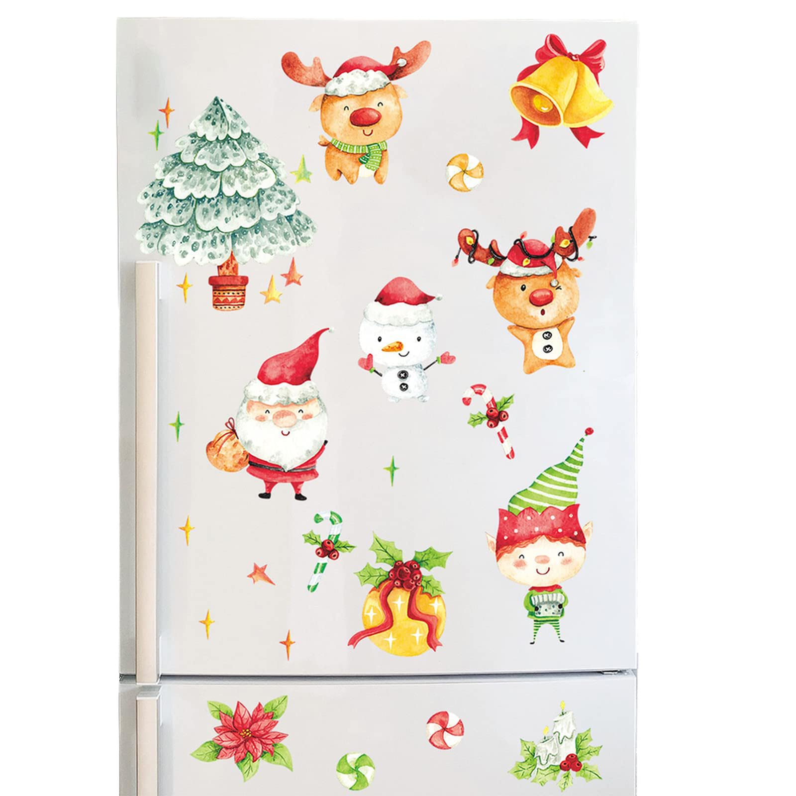 Boules de Noël aquarelle et stickers vitres Père Noël pour décoration murale