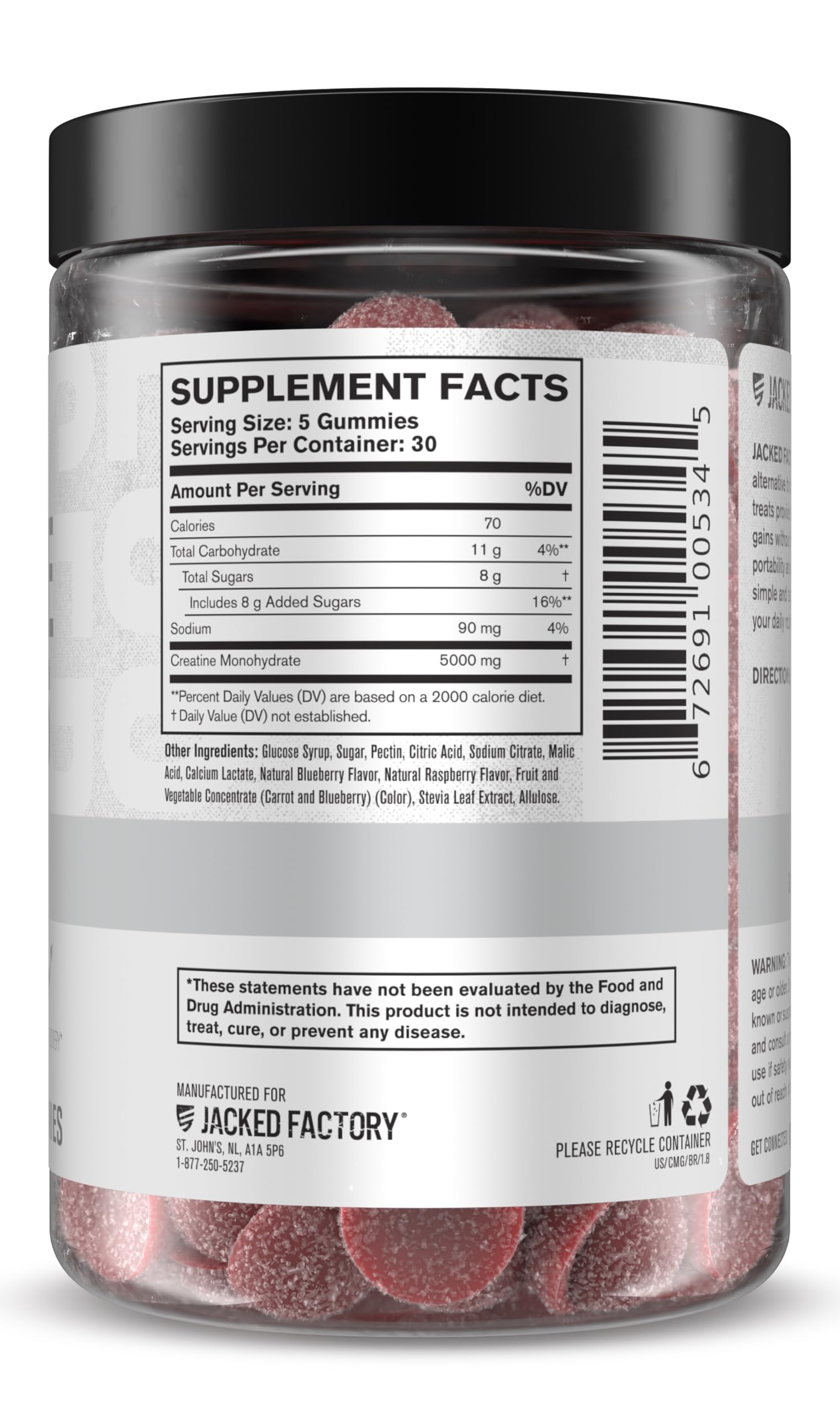Jacked Factory Creatine Gummies 5g Daily Dose (1g per Gummy) - Creatine Gummy for Men and Women, Vegan-Friendly, Travel-Friendly, Third-Party Tested - 150 Gummies, Blue Raspberry — Amazon image 7