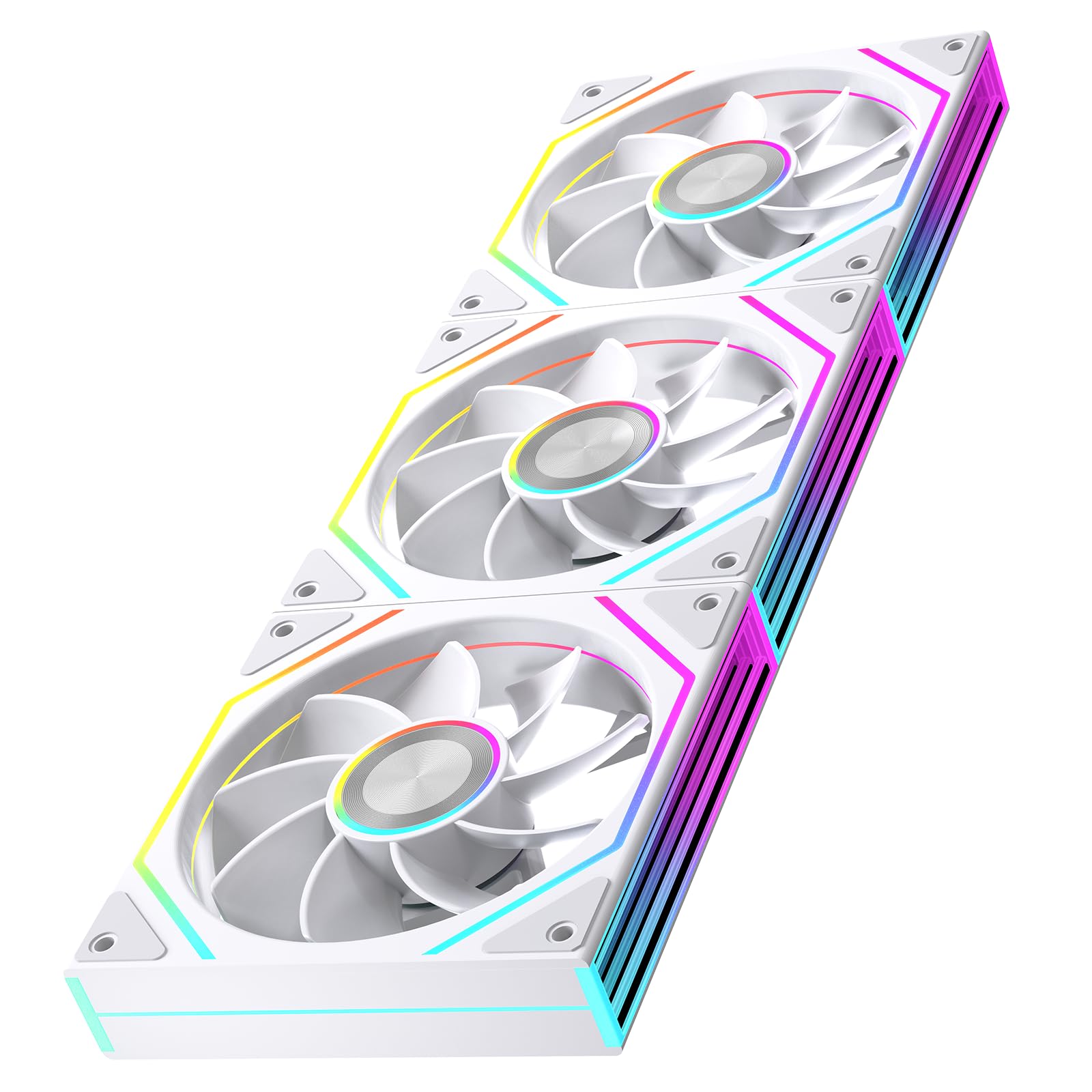 Jungle Leopard Prism4RS Ultra X3 - Ventiladores de carcasa de computadora ARGB de 120 mm, espejo infinito, cadena de margarita, 4 pines PWM 1850 RPM (reverso blanco, paquete triple)