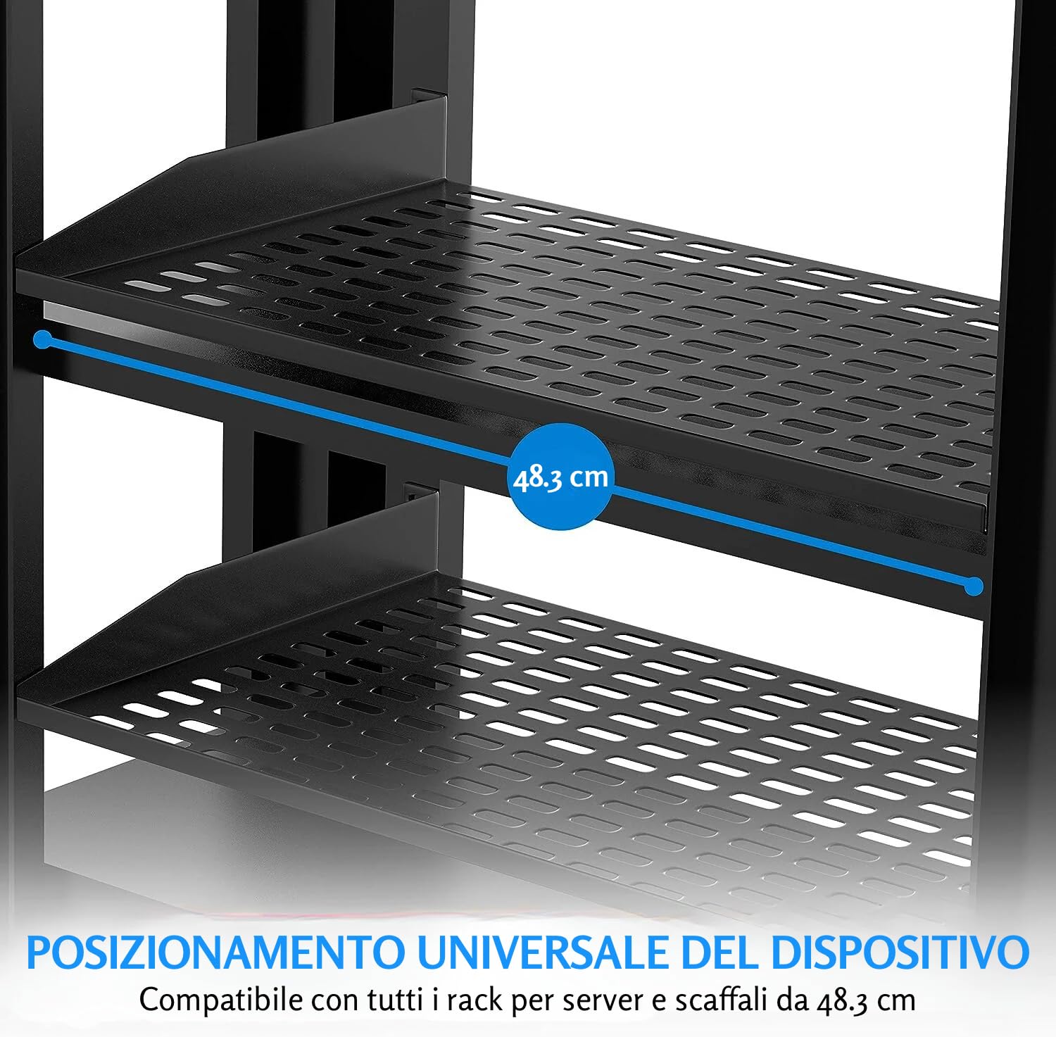 Pyle 2 Pezzi Mensola per Rack 48 cm 1U, Armadio Rack Ventilata, Nero