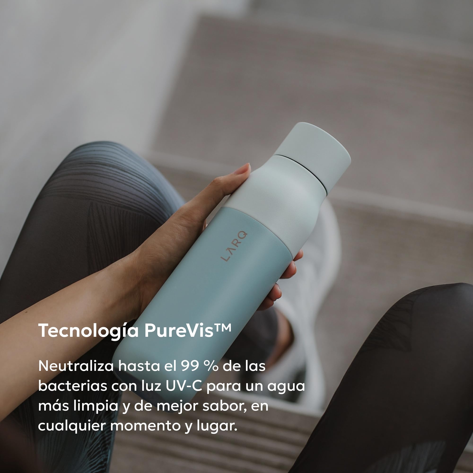 LARQ PureVis 500ml – Botella Térmica Autolimpiable con Purificador de Agua UV-C – Acero Inoxidable de Doble Pared – Hermética – Mantiene Frío y Calor – Diseño Premiado - Seaside Mint