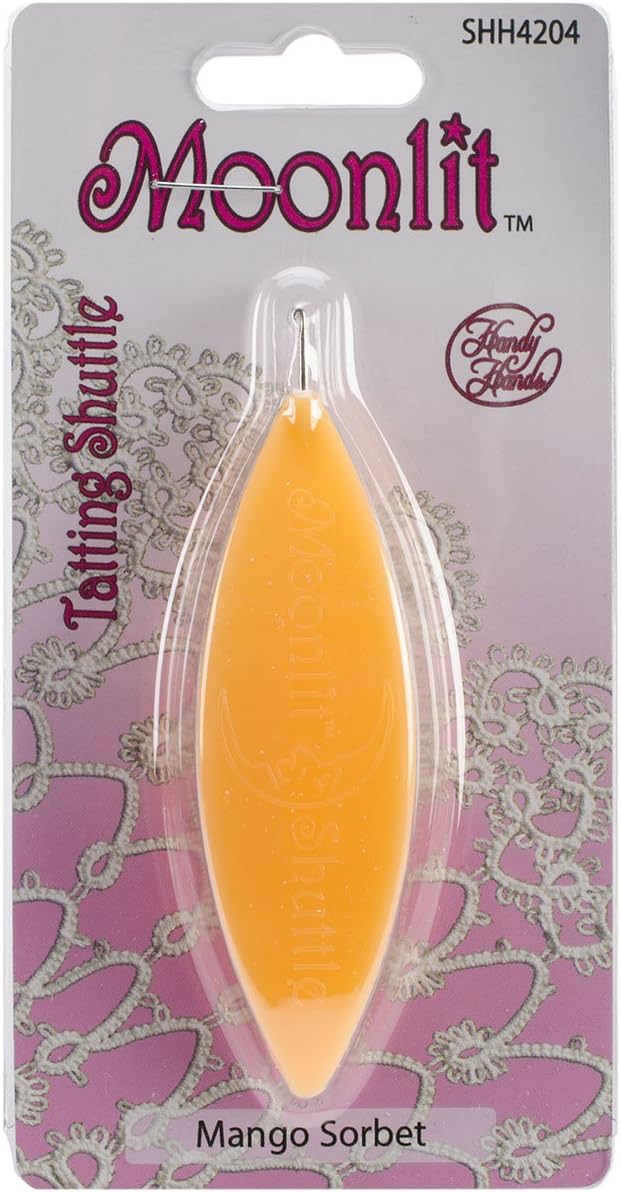 Handy Hands Moonlit Tatting Shuttle with Hook, Mango Sorbet