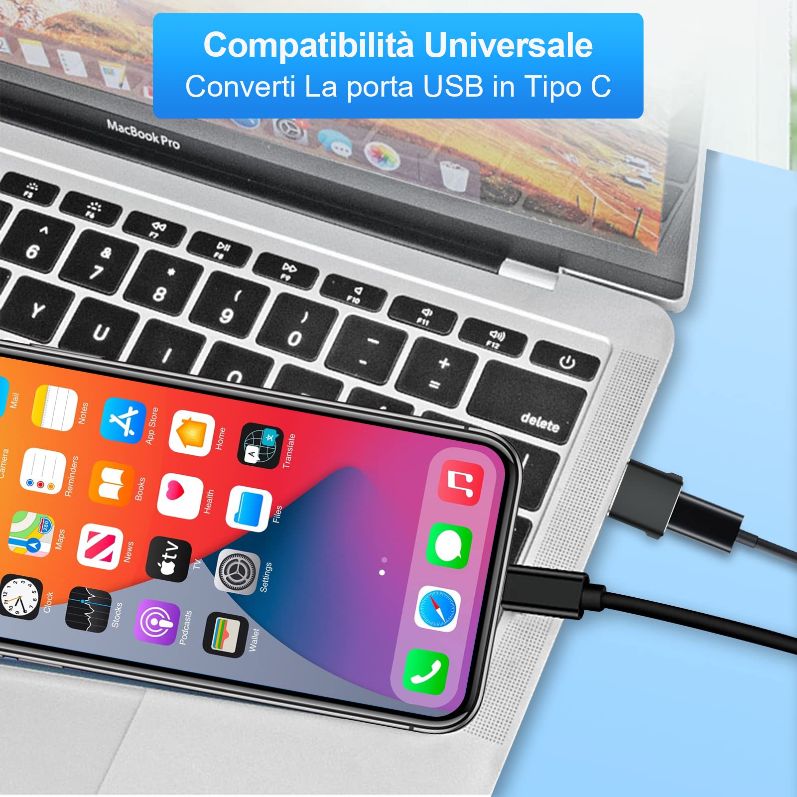HORJOR Adapter USB C żeński na USB 2.0 OTG męski, złącze do iPhone 11 12 13 Pro Max,SE, Airpods, iPad Mini 6 Air 4 5, Samsung Galaxy S20 S21 S22 Plus