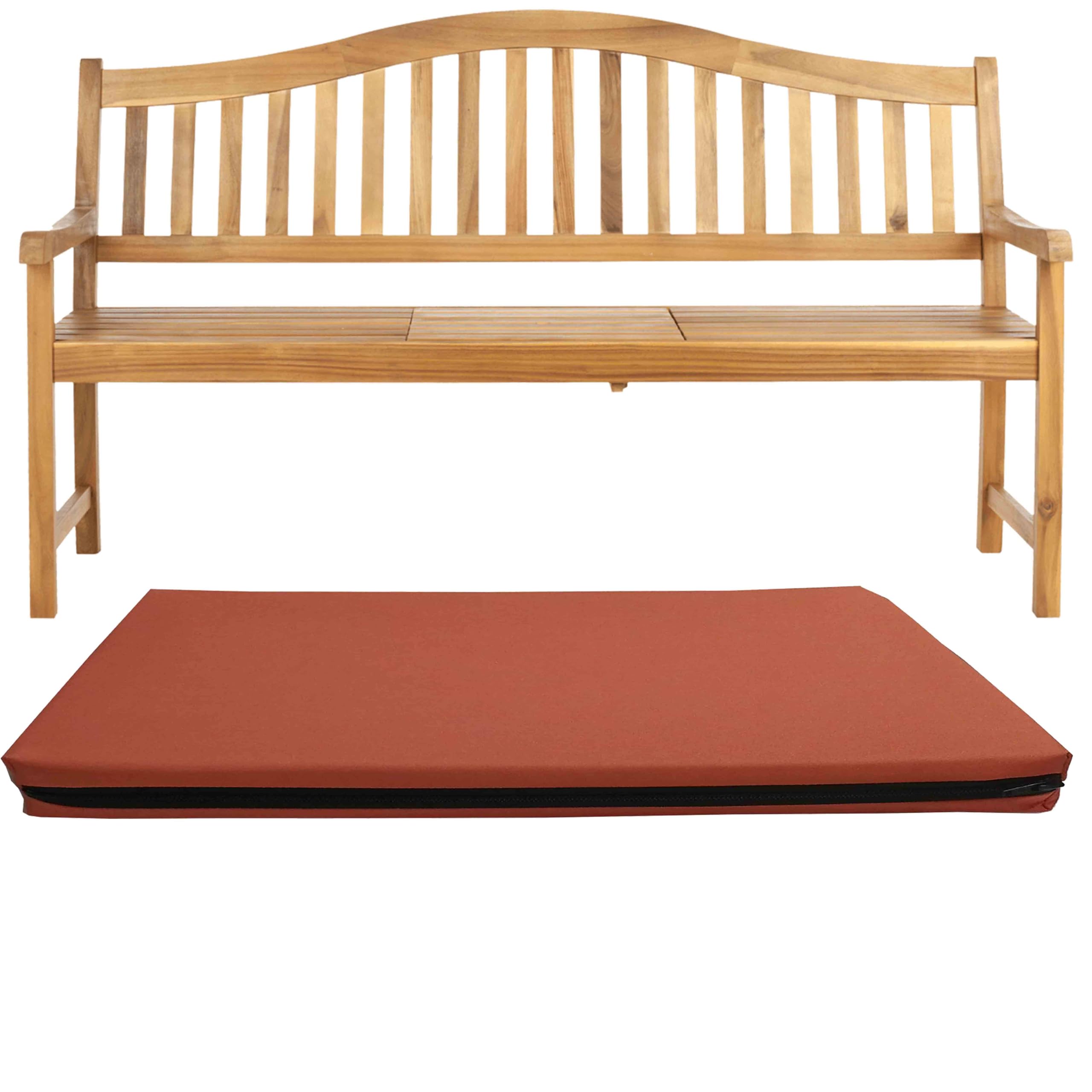 GRIZZLY FOAM Waterproof 1 2 3-Seater Indoor/Outdoor Bench Pad Seat Cushion Garden Furniture Comfortable with Removable Cover Ask for Any Customized Size (Orange, 18x37x2inch 45x94x5cm) โ image 1