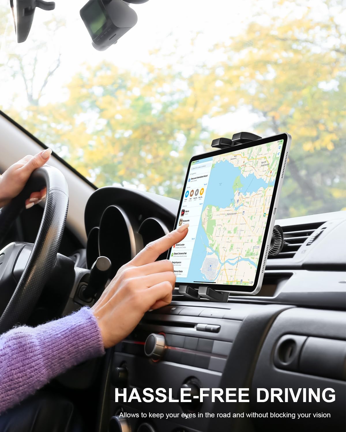 Car Tablet Holder Vent Clamp - [Upgraded Hook Clip] Air Vent iPad Holders for Car Mount [Easily Install] Compatible with 4.7-11" Tablet Like iPad Pro, Air, Mini, Galaxy Tabs/Z Fold, iPhone