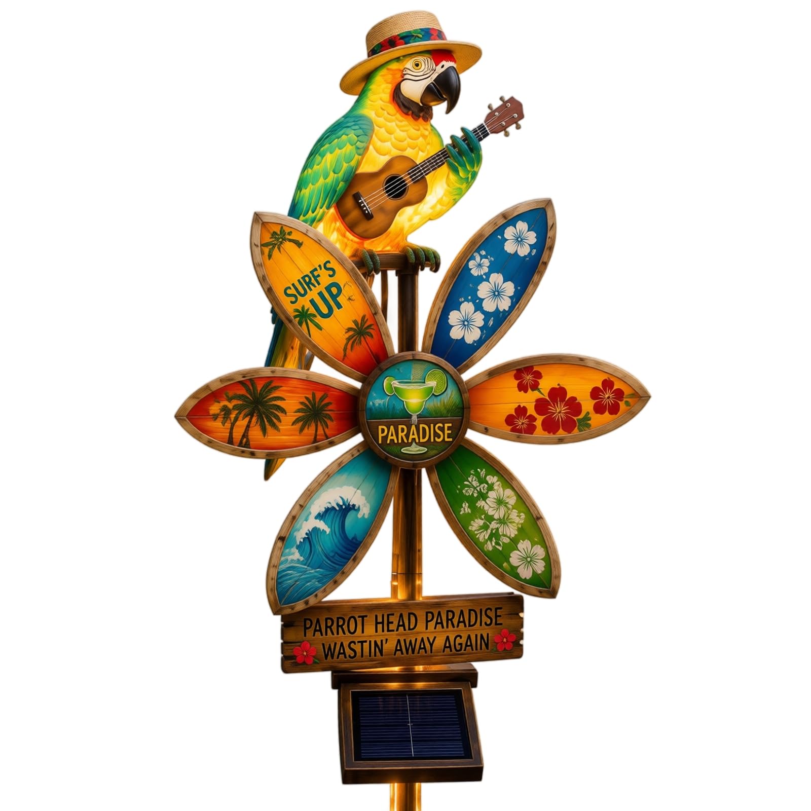 Solar-Powered Parrot Garden Light Stake, Parrot Head Paradise Tropical Yard Decor Lamp, Waterproof Auto On/Off Solar Statue Light for Lawn Backyard Patio Pool Outdoor Party Decor (Style D)
