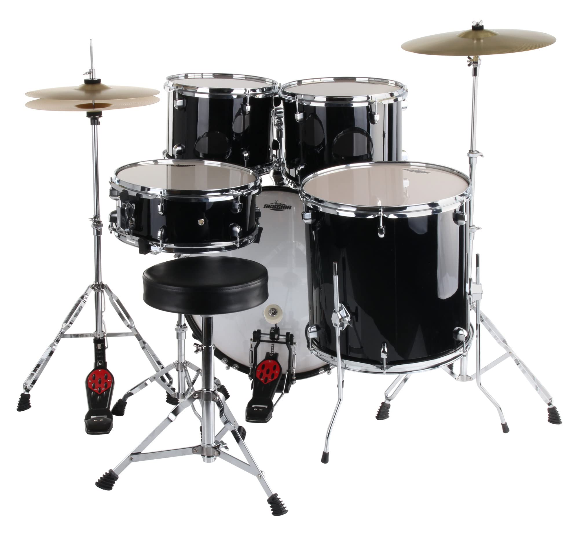 XDrum Semi 20" Studio Batteria Midnight Black incl. Scuola, 14" TT | Fusti in pioppo acusticamente pregiato con finitura speciale, Hardware a 5 pezzi con doppio supporto, 14" TT, 14" SD