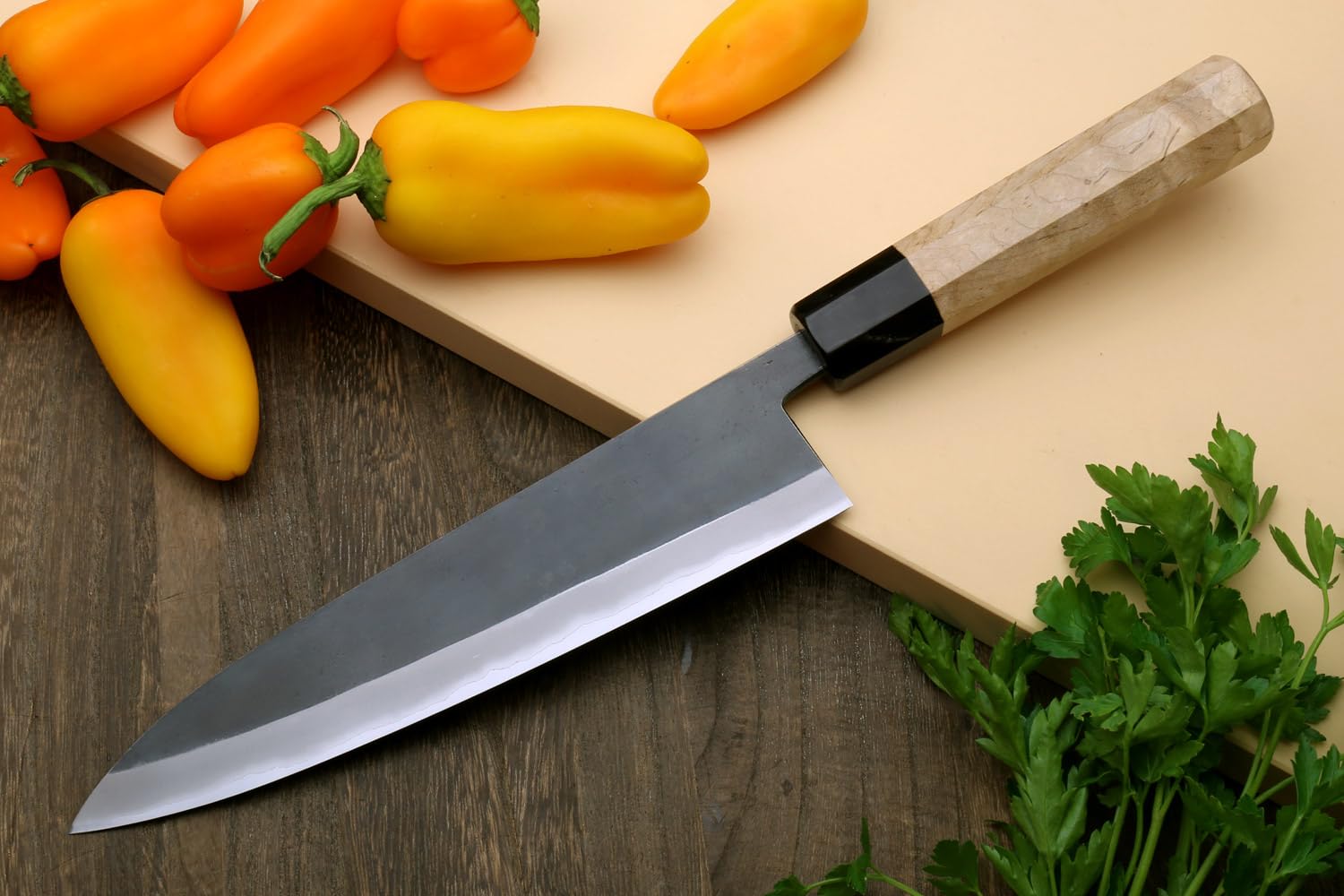 Amazon | 吉ヒロ ミズヤキ 青 高炭素鋼 #1 黒鍛造牛刀 日本の