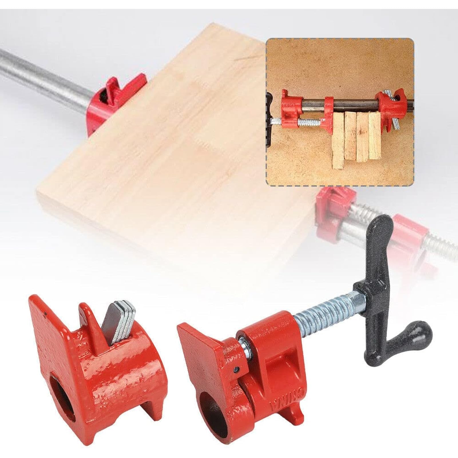 Trintion 8 Stück Rohrschraubzwinge 3/4 Zoll Rohr Schraubzwingen Set Schnellspanner Metallklammer Rohrklemmen Rohrzwingen Rohrschelle Schraubstock für Holzbearbeitung