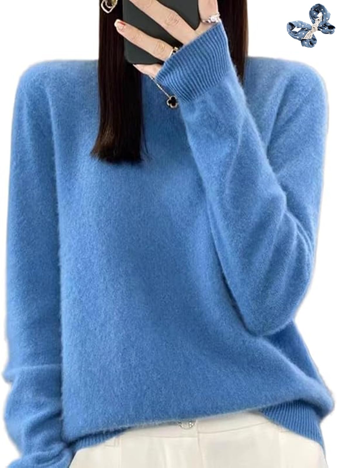 100 Cashmere Sweaters for Women Crew Neck Long Sleeve Soft Pullover Sweater Womens Cashmere Sweater